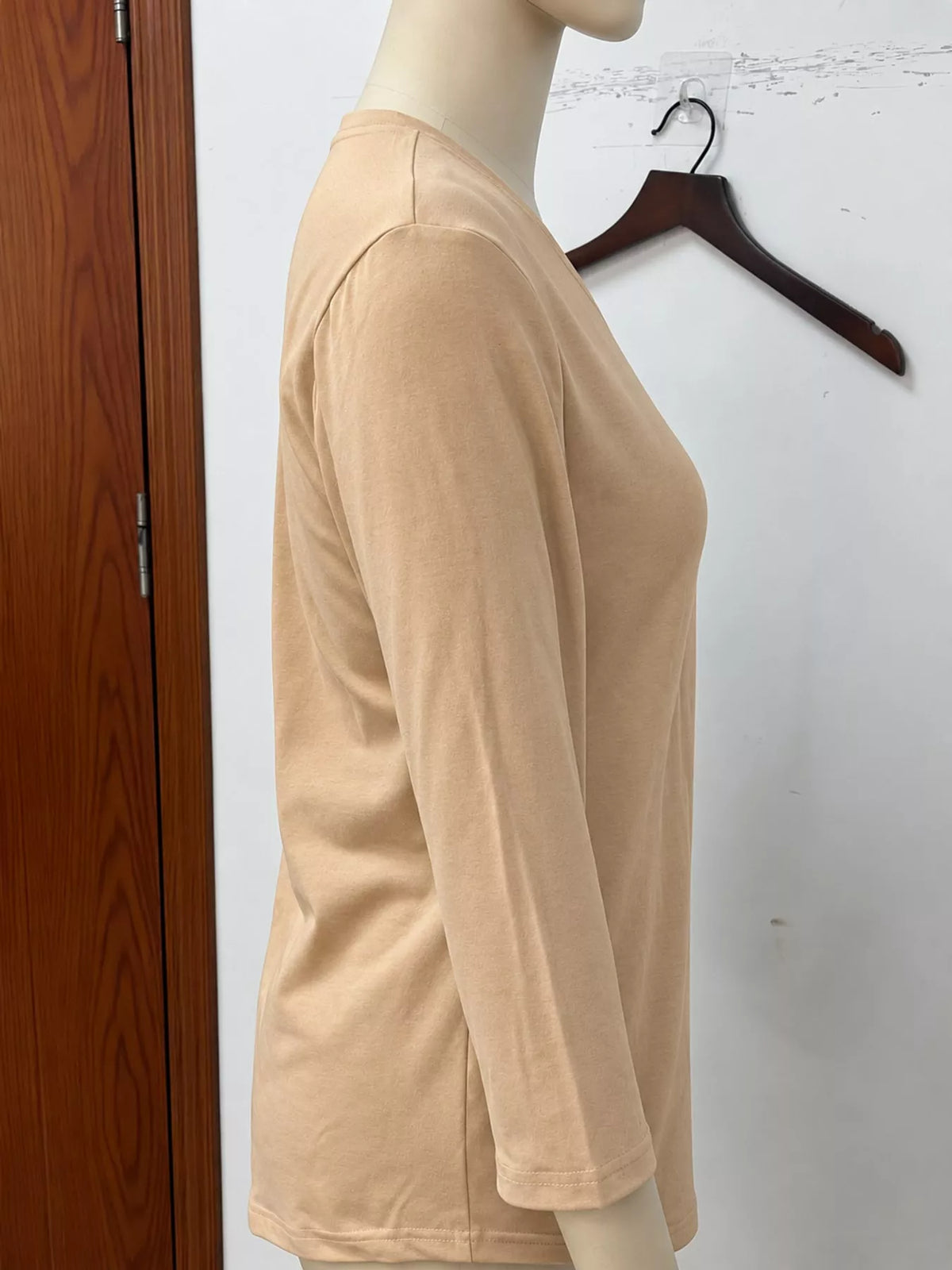 Khaki Color v-neck half sleeve t-shirt