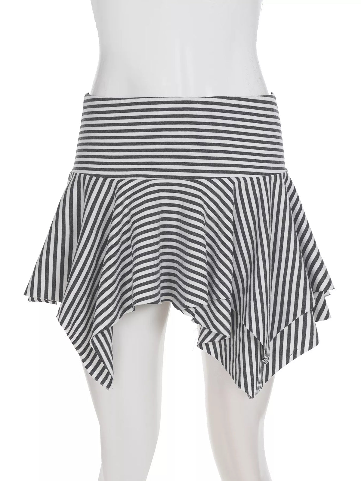 Trendsi Striped Asymmetrical Hem Mini Skirt -