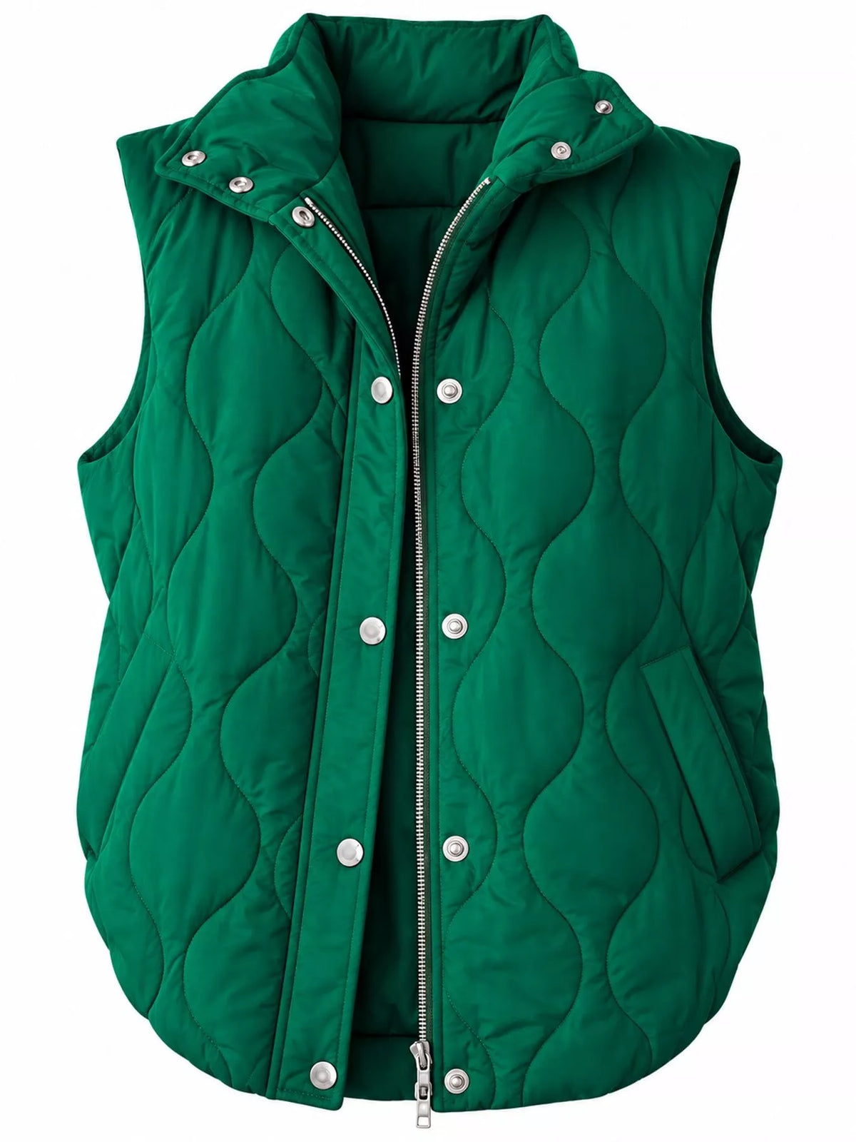 Quilted Snap-Front Vest — garment front
