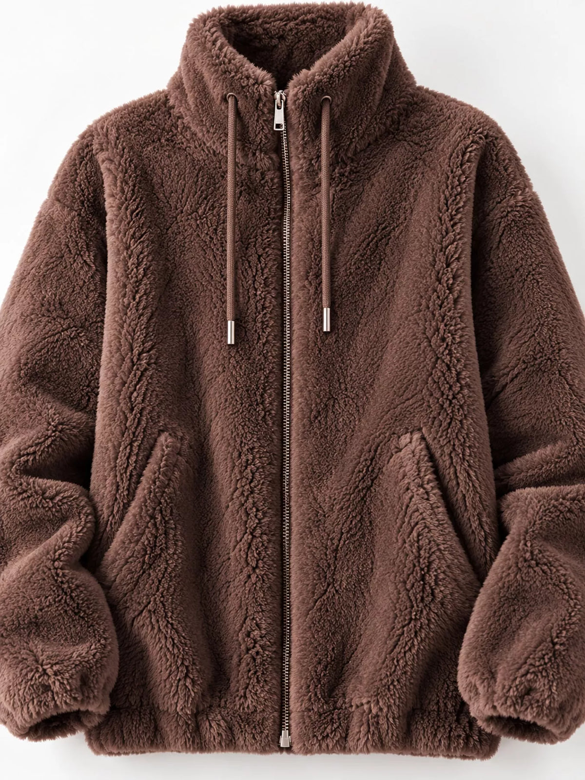 Faux-fur jacket, brown texture detail