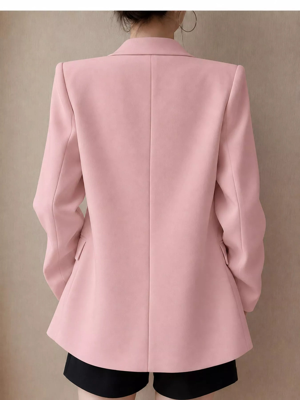 Collared long sleeve blazer, back view
