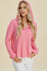 Trendsi Double Take Full Size High-Low Dropped Shoulder Long Sleeve Hoodie -