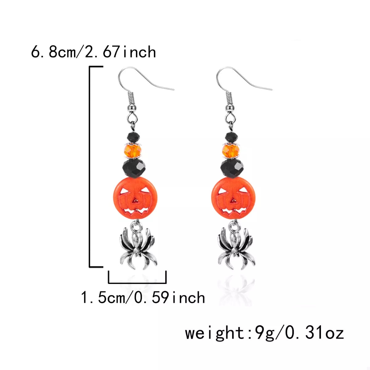 Trendsi Halloween Spider Pumpkin Drop Earrings -