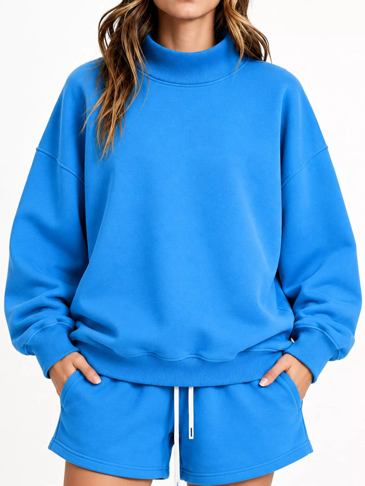 Blue oversized dropped shoulder sweatshirt