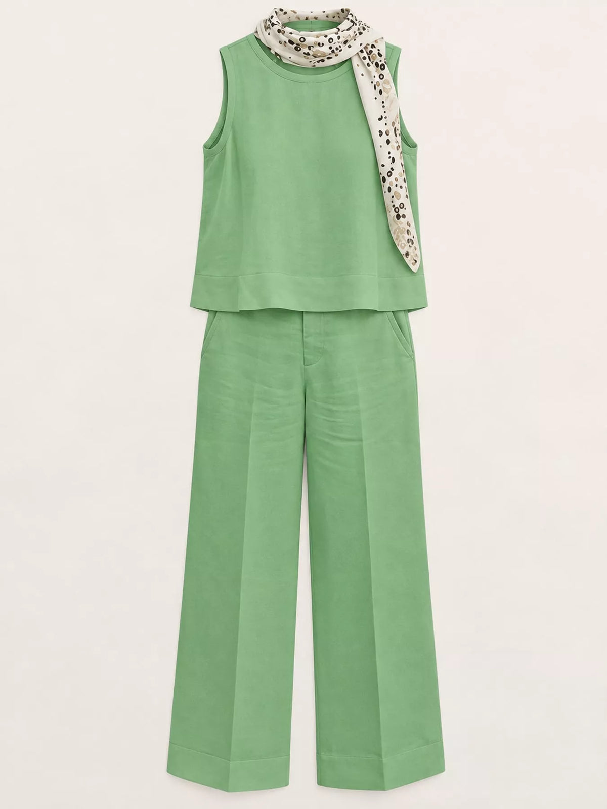 Sleeveless Top and Wide-Leg Pants Set — garment front