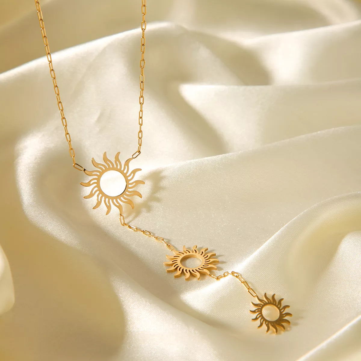 Trendsi 18K Gold-Plated Sun Pendant Necklace -
