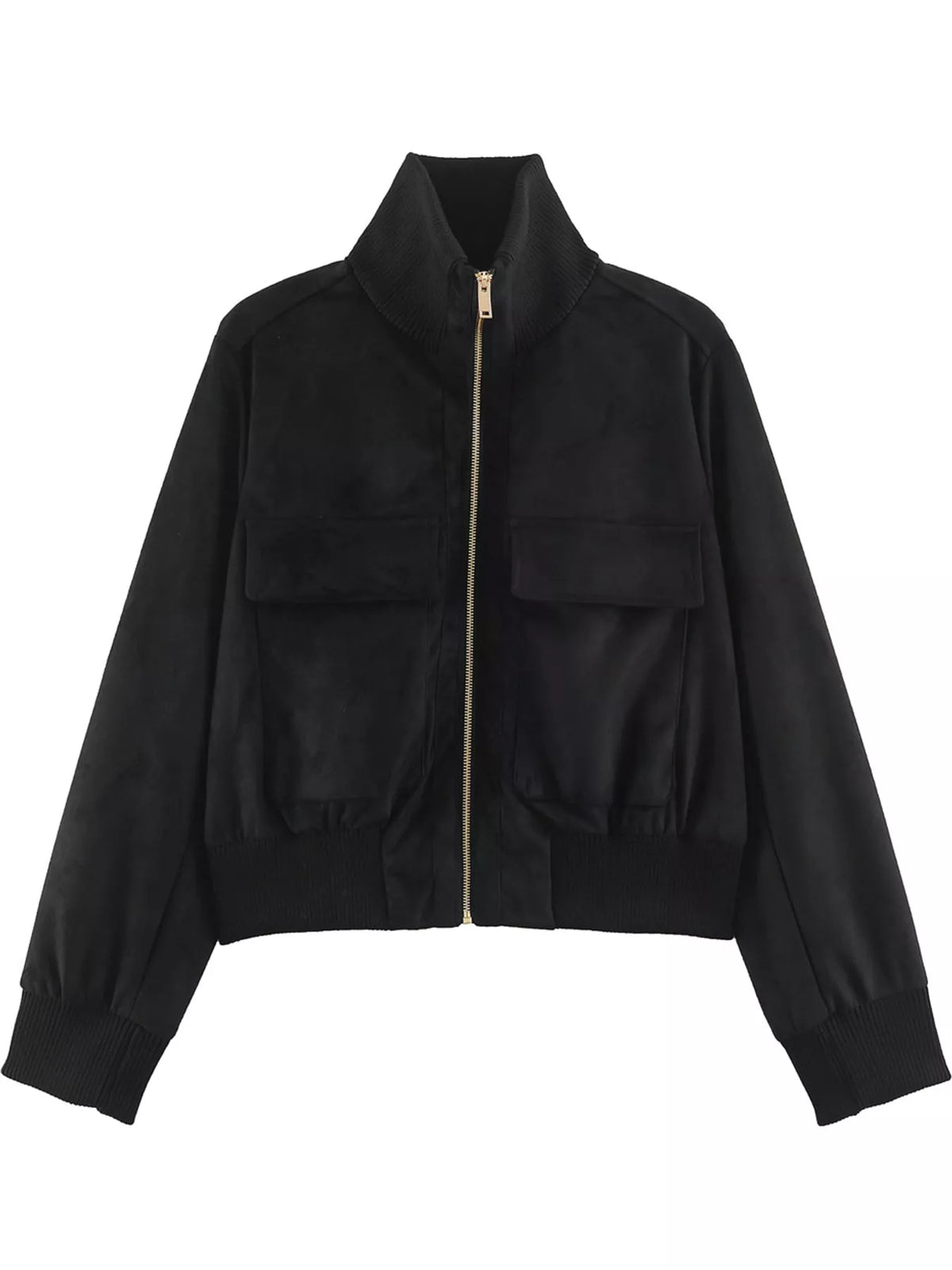 Suede Zip-Up Pocket Jacket — garment front