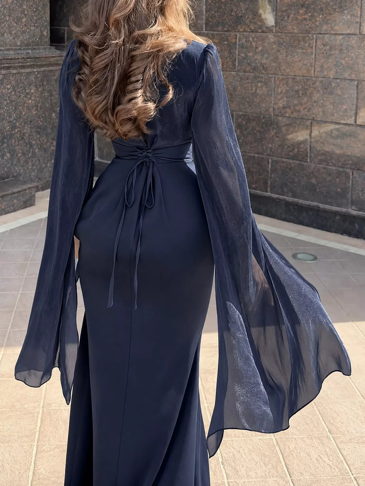 Round Neck Maxi Dress — back view