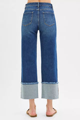 Trendsi RISEN Full Size Mid Rise Crop Wide Wide Cuffed Jeans Plus Size -