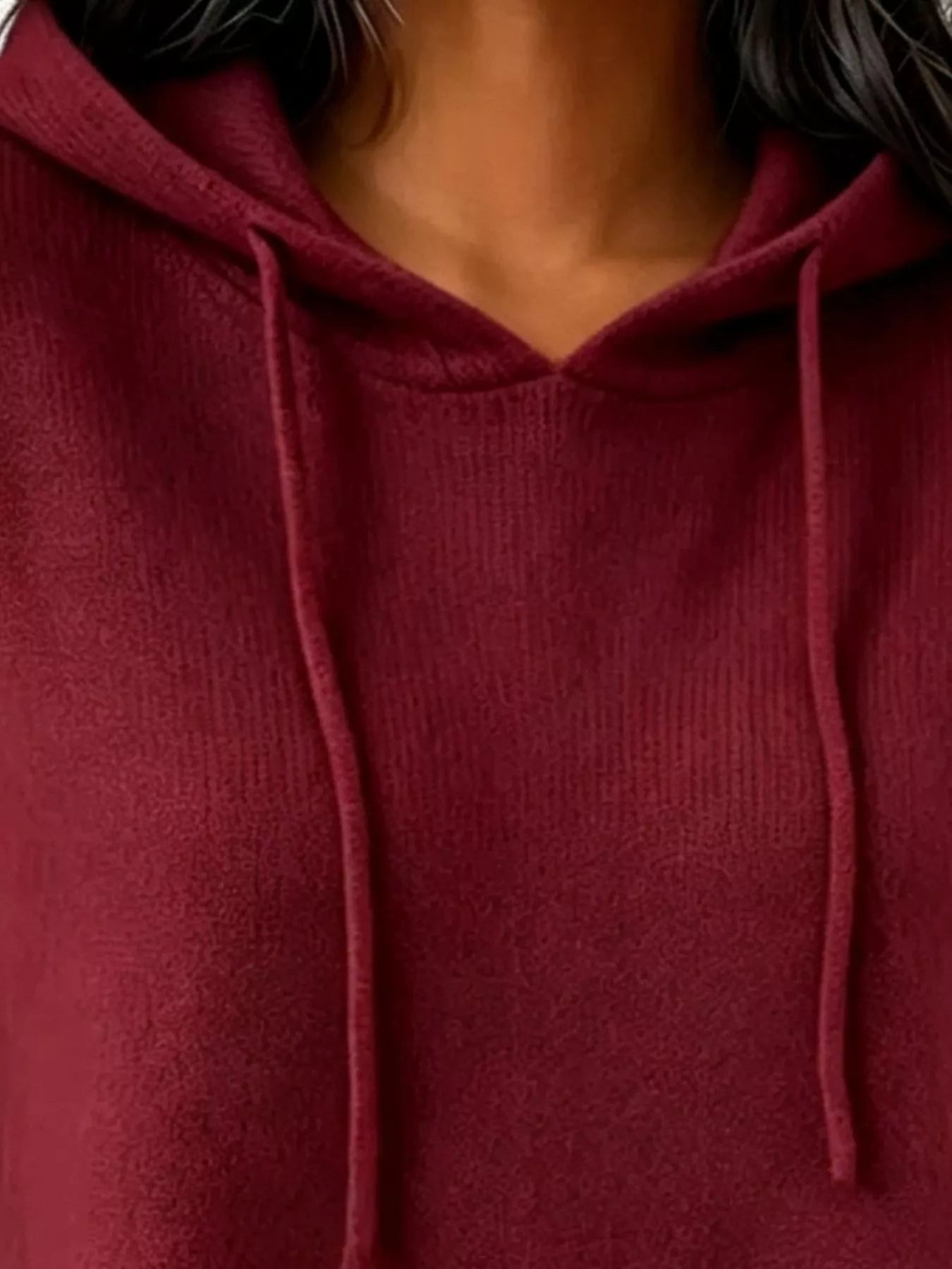 Trendsi Cozy Ribbed Long‑Sleeve Hooded Sweater -