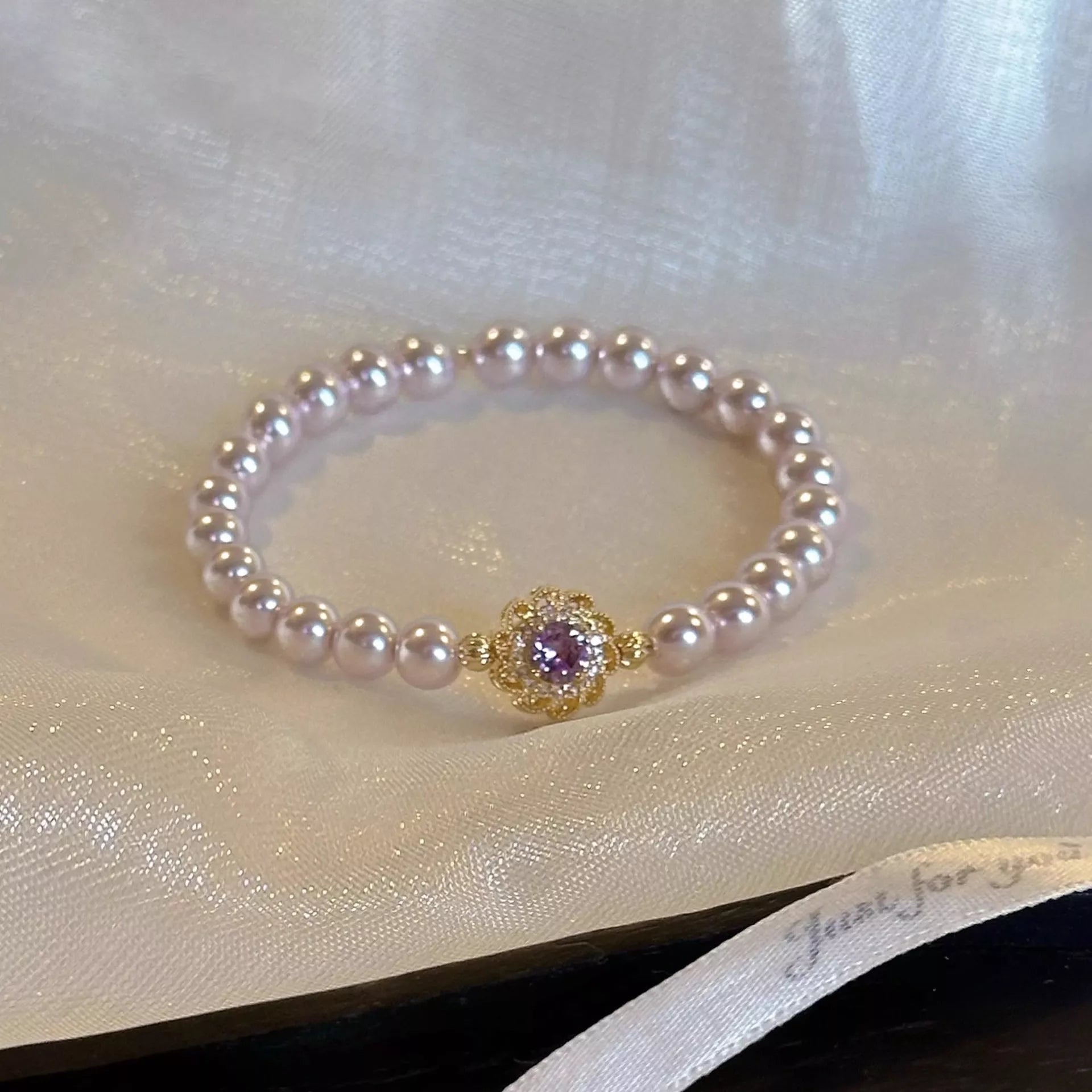 Trendsi 18K Gold-Plated Pearl Bracelet -