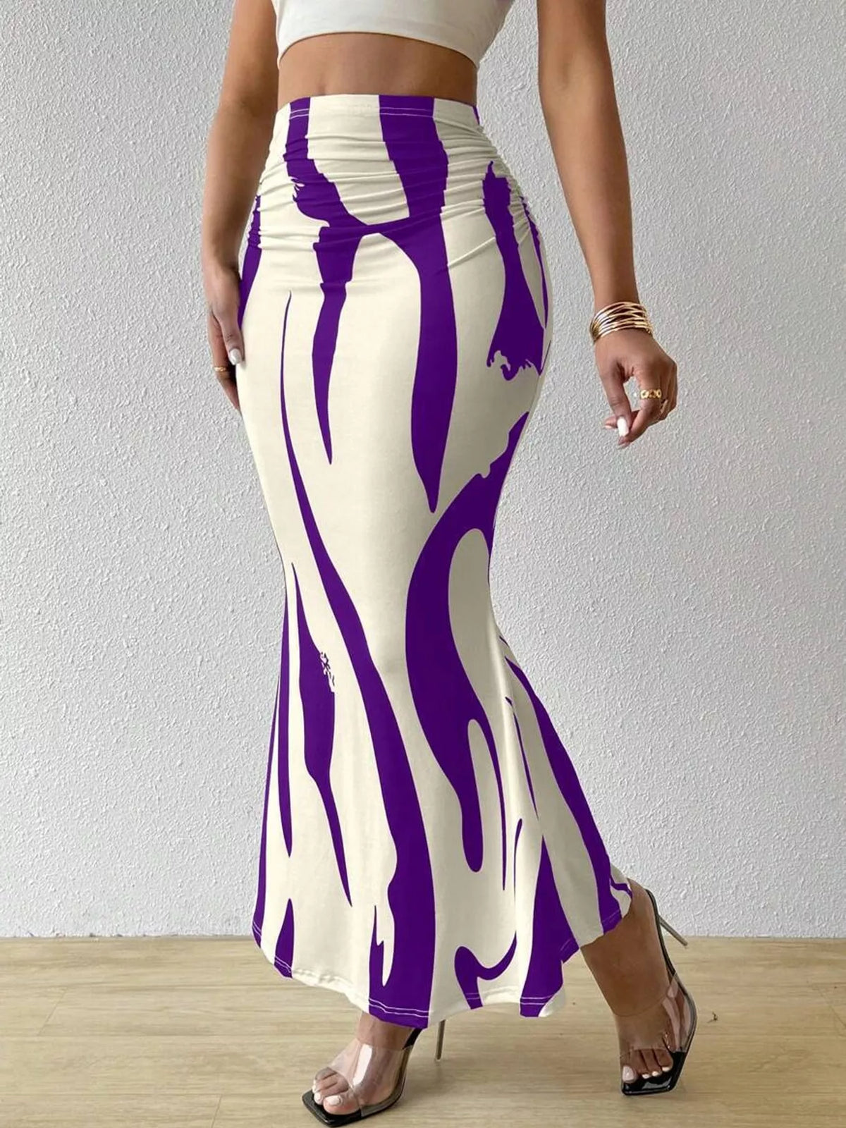 Ruched Maxi Skirt — side view