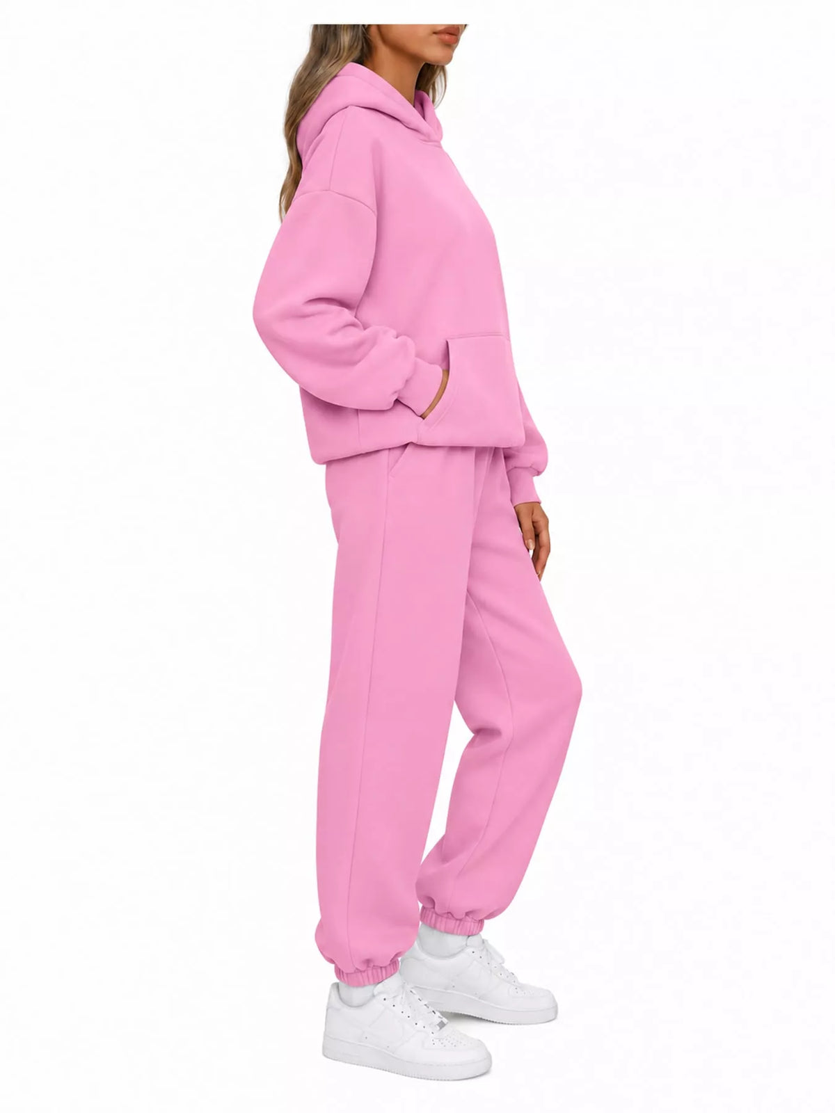 Drop Shoulder Hoodie and Jogger Sweatpants Set — side view
