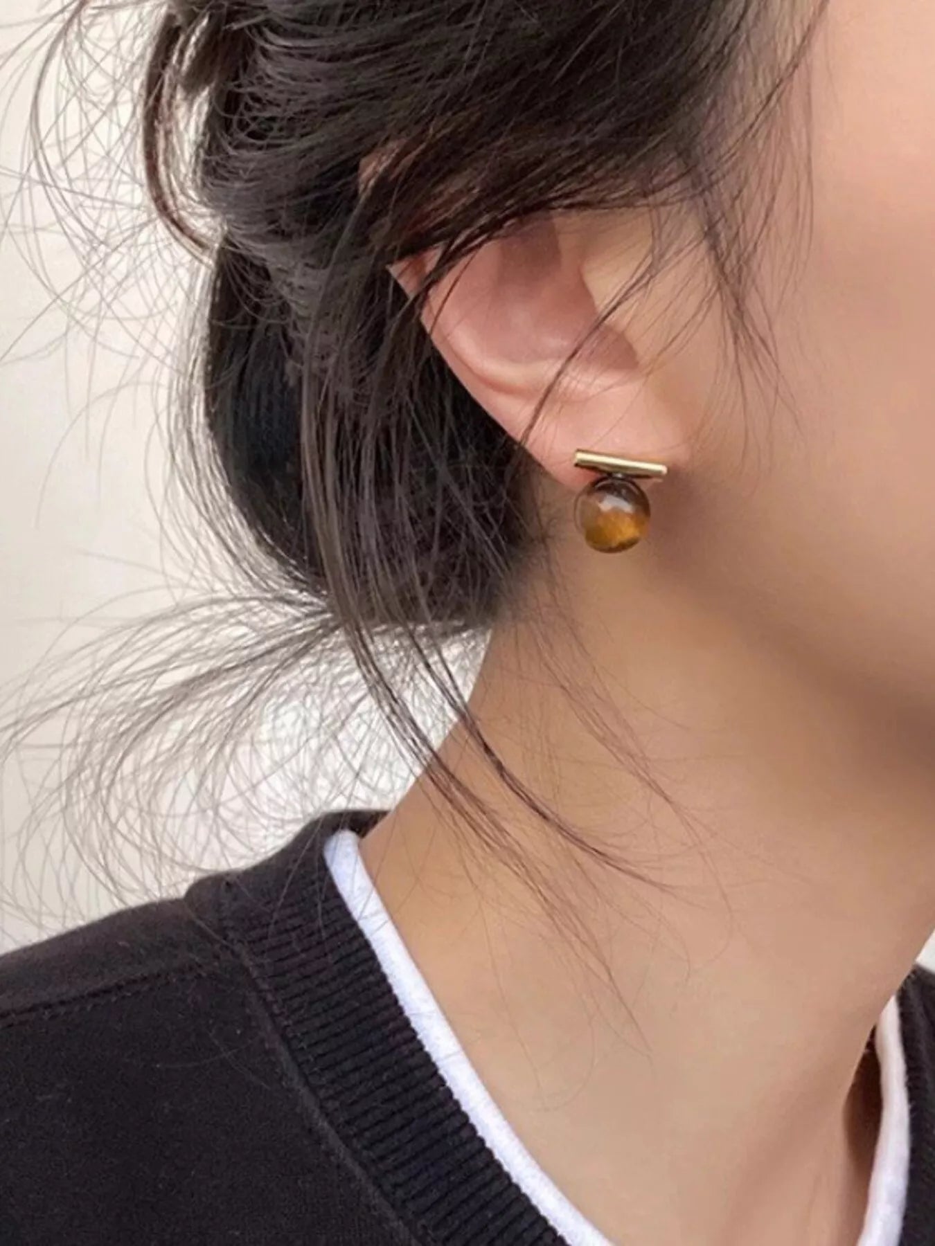 Trendsi Tiger Eye Stone Stud Earrings -