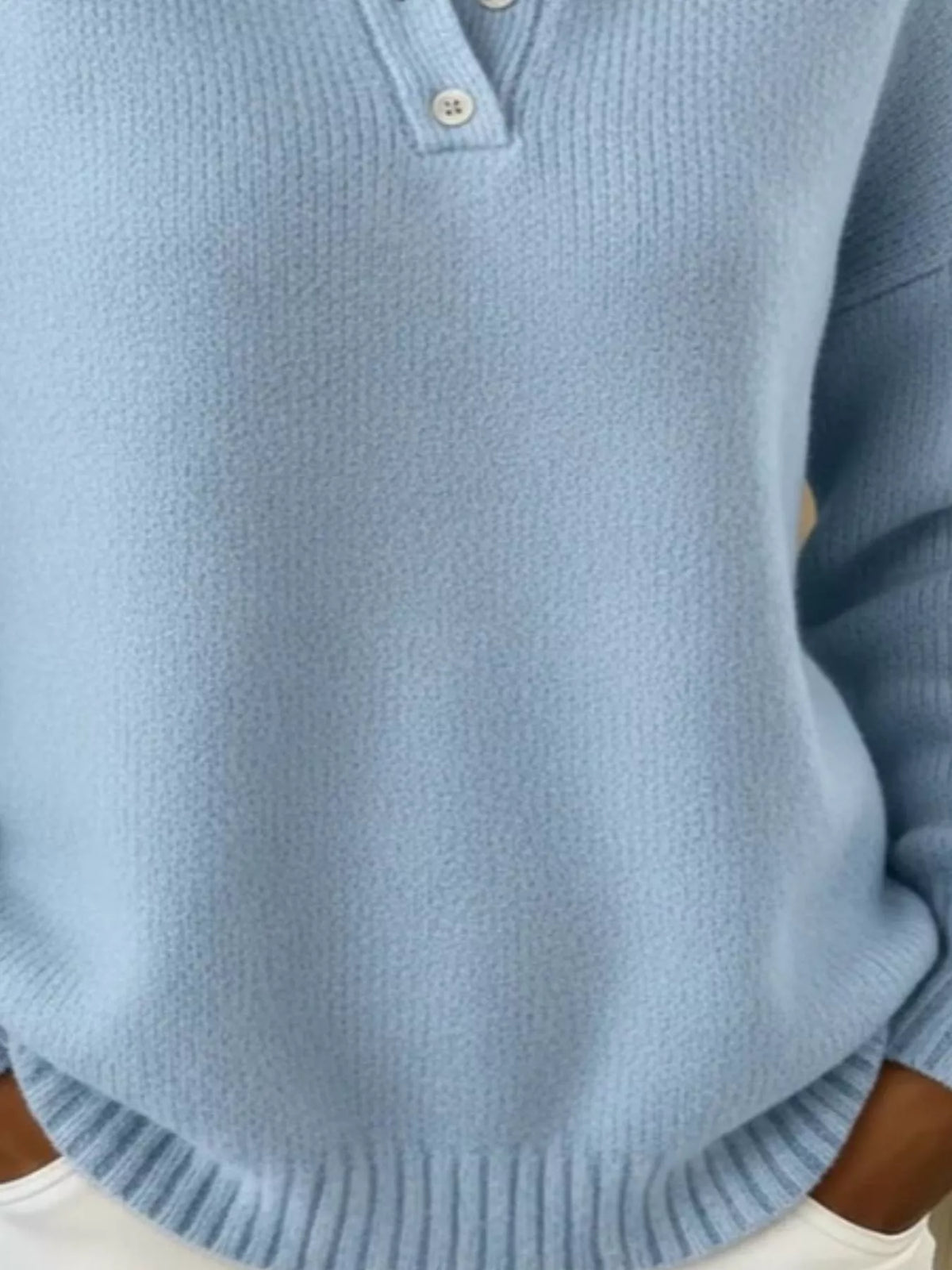 Trendsi Full Size Button Detail Dropped Shoulder Sweater Plus Size -
