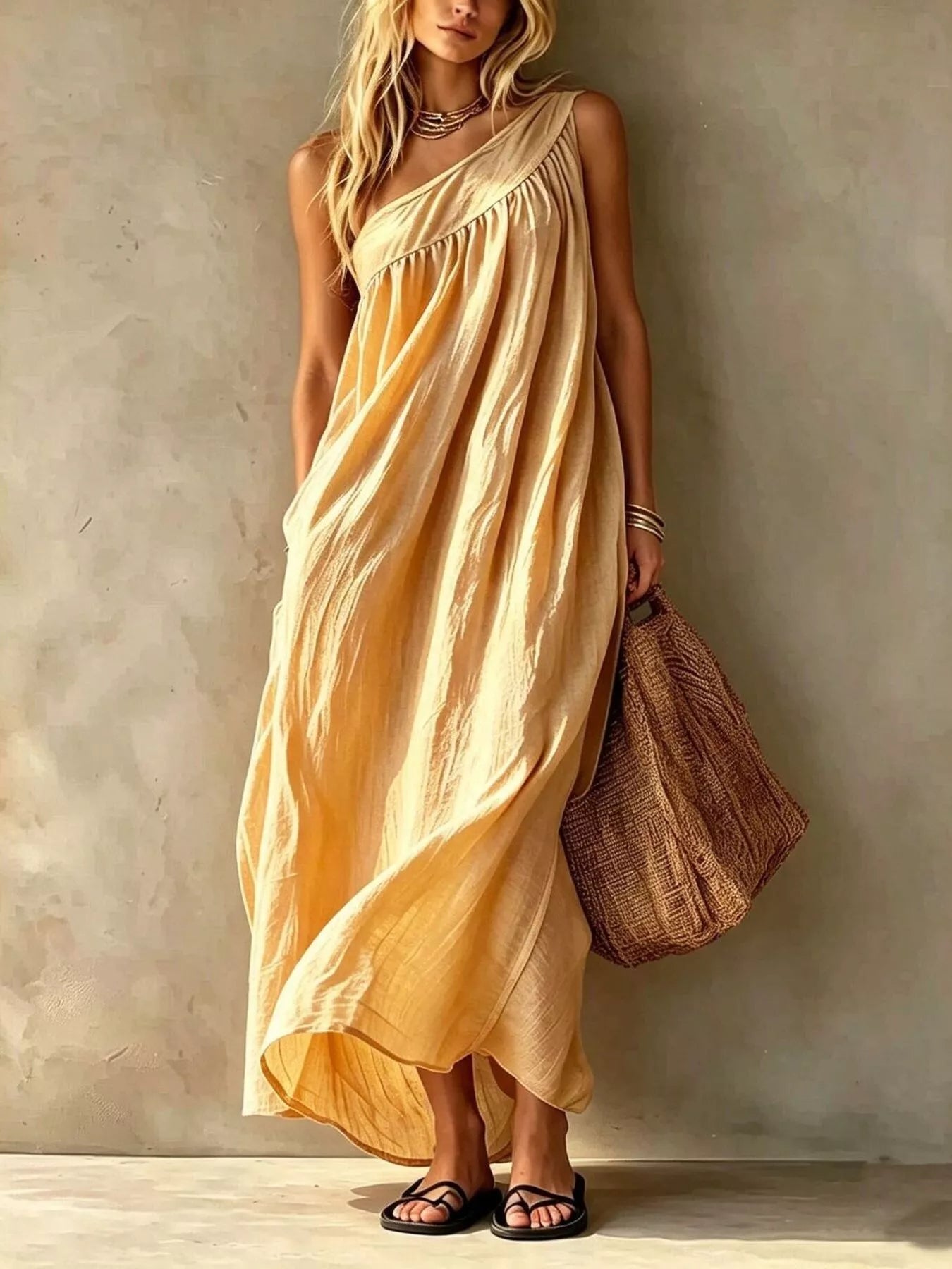 Trendsi Full Size One-Shoulder Maxi Dress Plus Size -