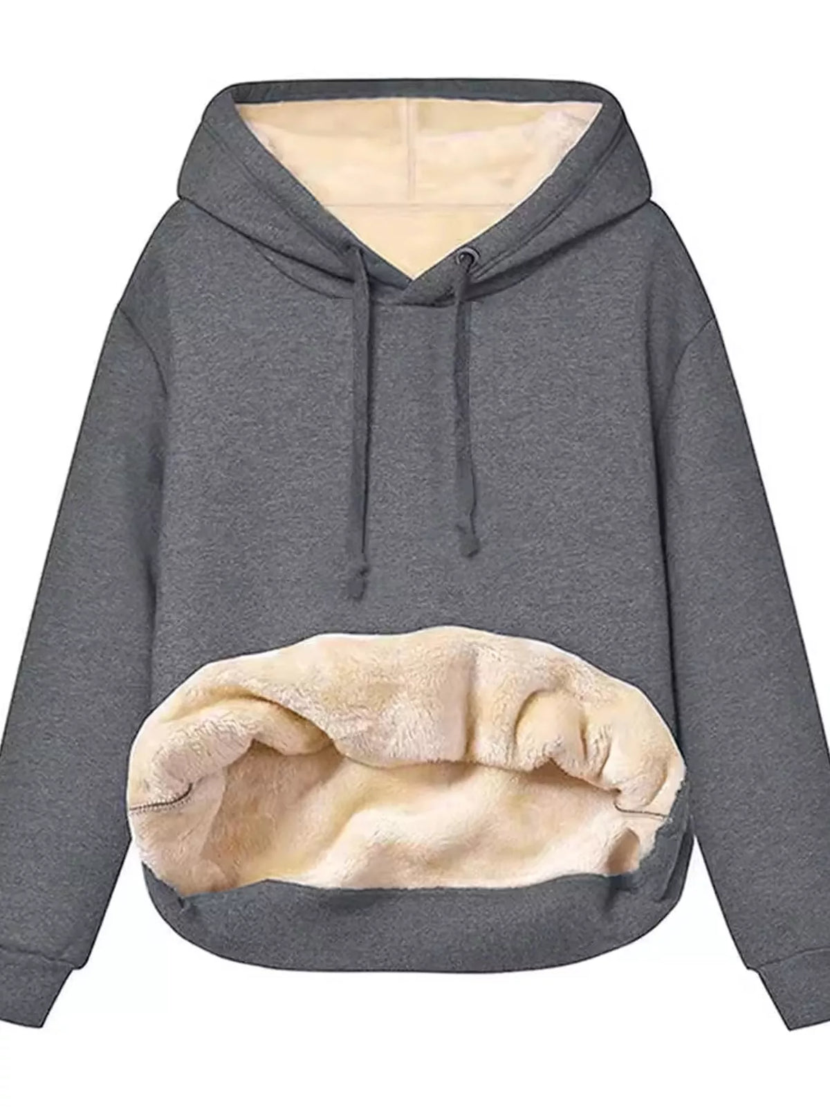 Gray long-sleeve hoodie, product view