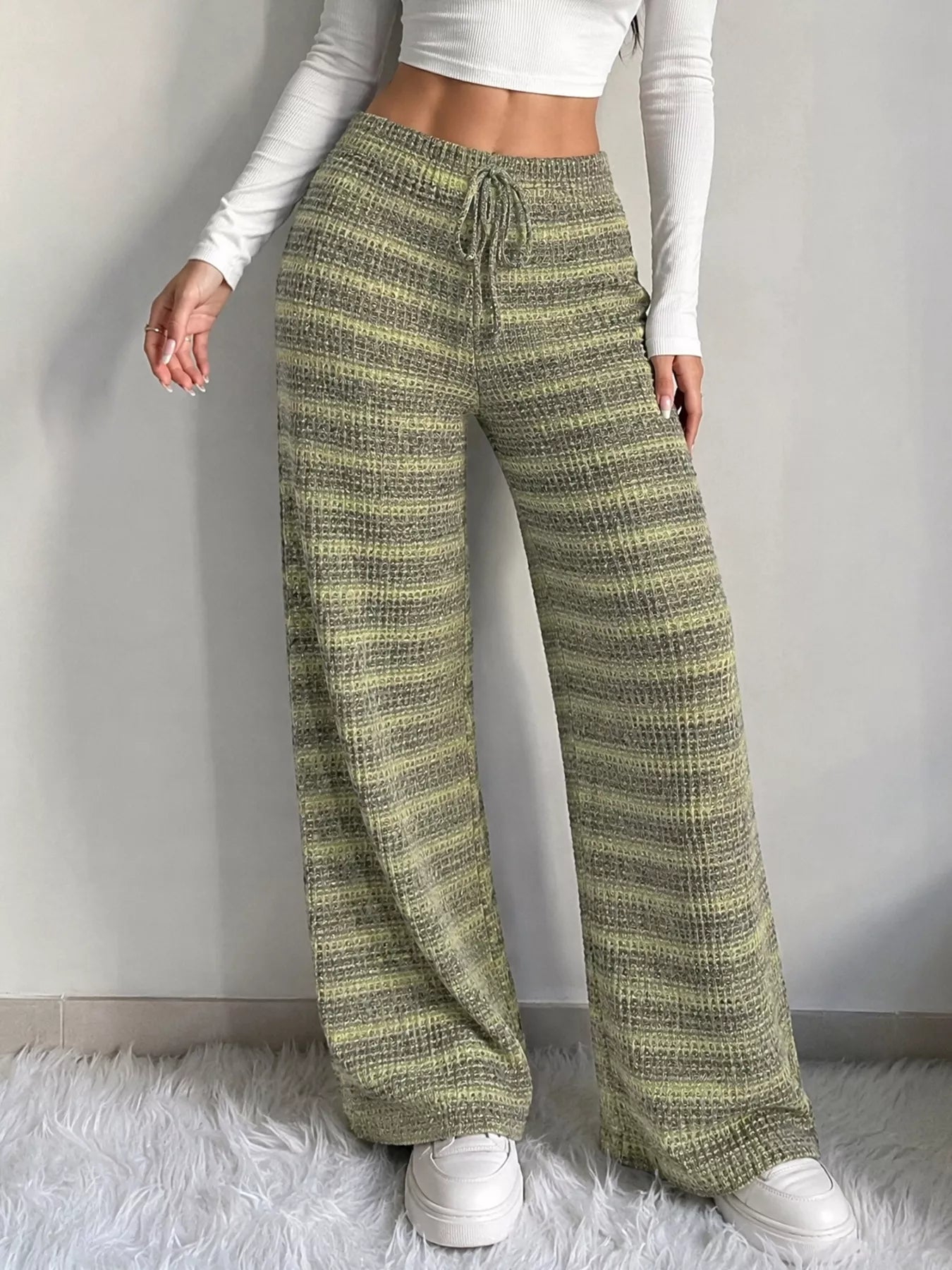 Trendsi Striped Knit Wide-Leg Pants -