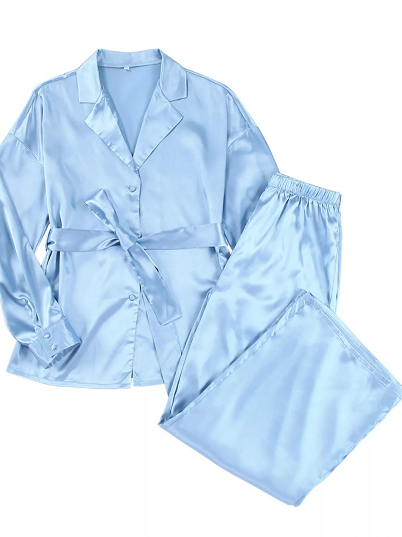 Trendsi Satin Long Sleeve Shirt and Pants Set -