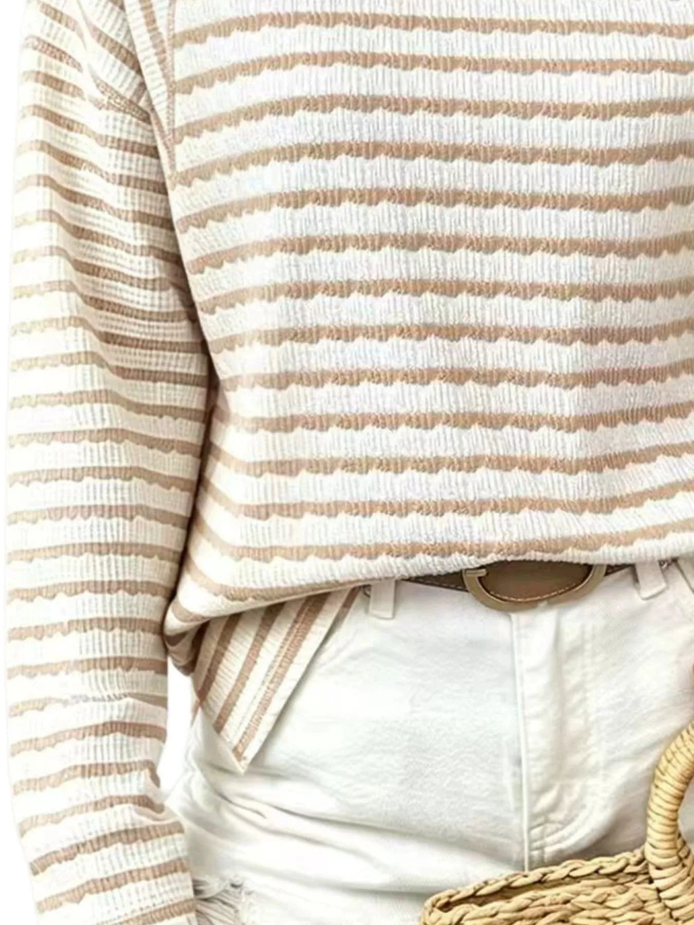 Trendsi Casual Striped Raglan Sleeve Long-Sleeve T-Shirt -
