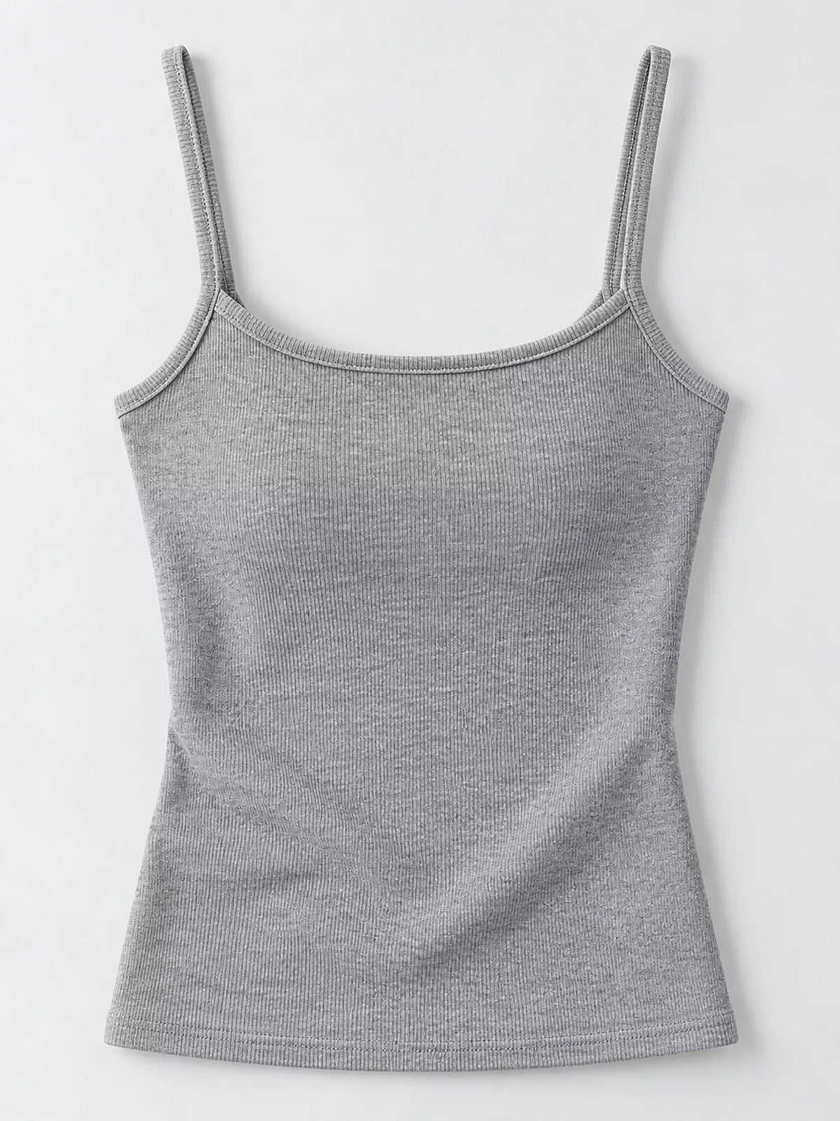 Slim-Fit Ribbed Square Neck Cami Top — garment front