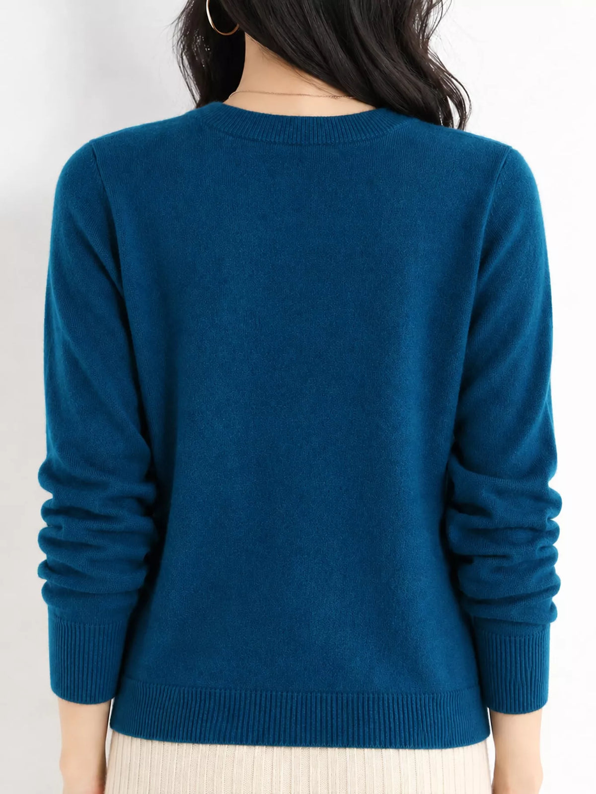 Crew Neck Long Sleeve Sweater — back view