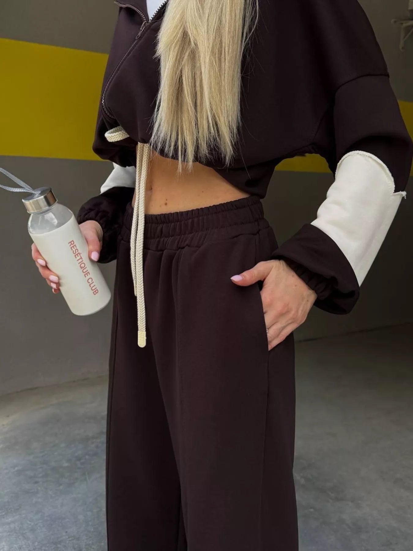 Trendsi Zip Up Hoodie and Wide-Leg Pants Set -