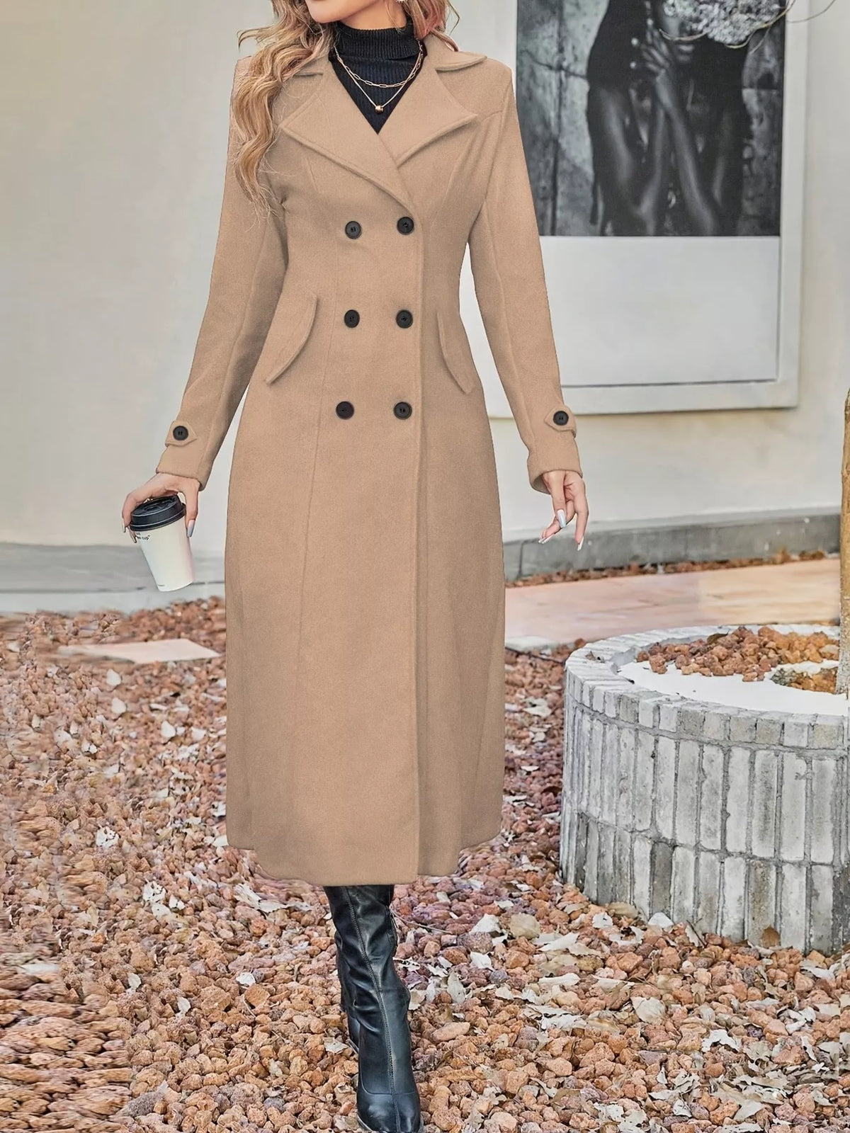 Trendsi Double-Breasted Longline Coat -