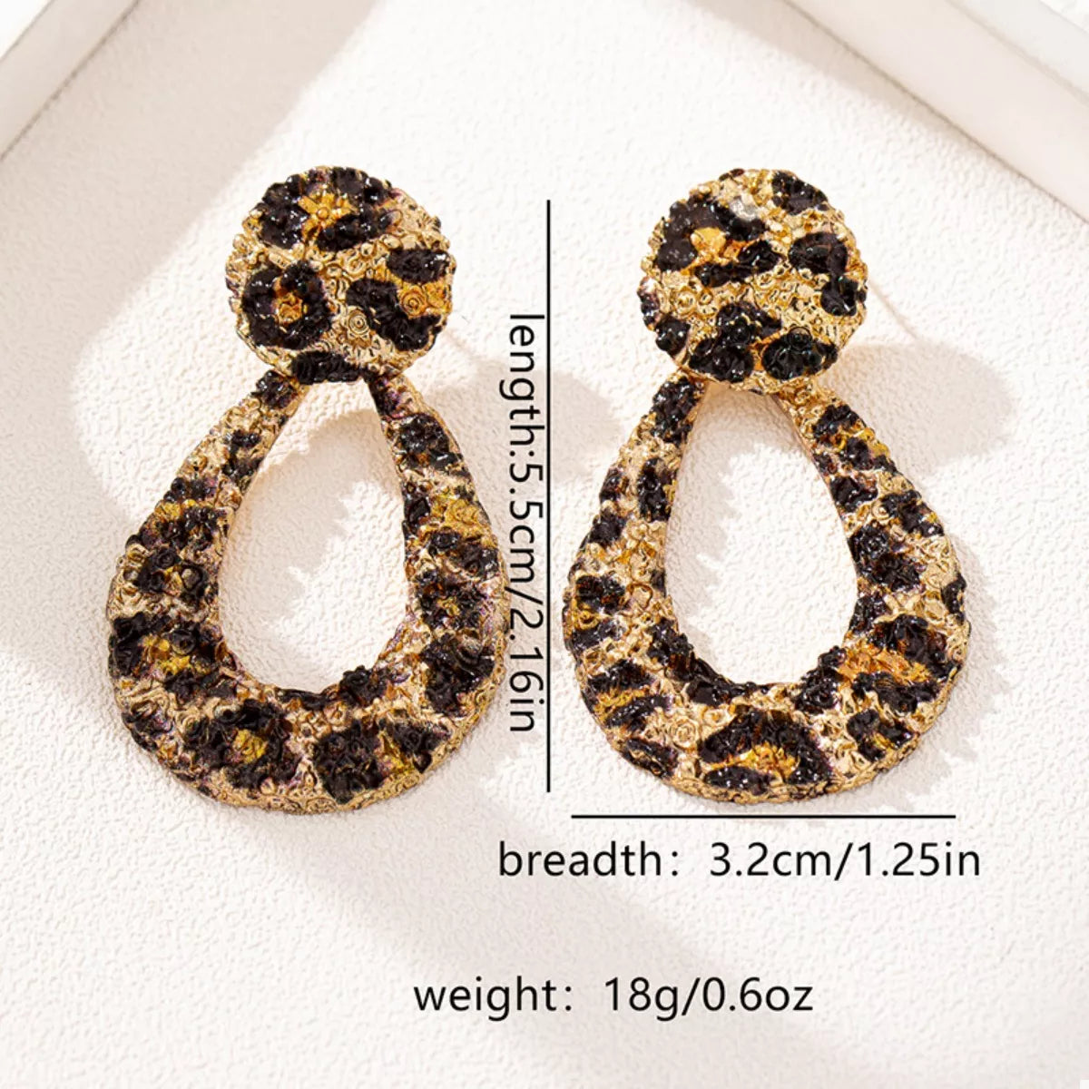 Trendsi 18K Gold-Plated Leopard Dangle Earrings -