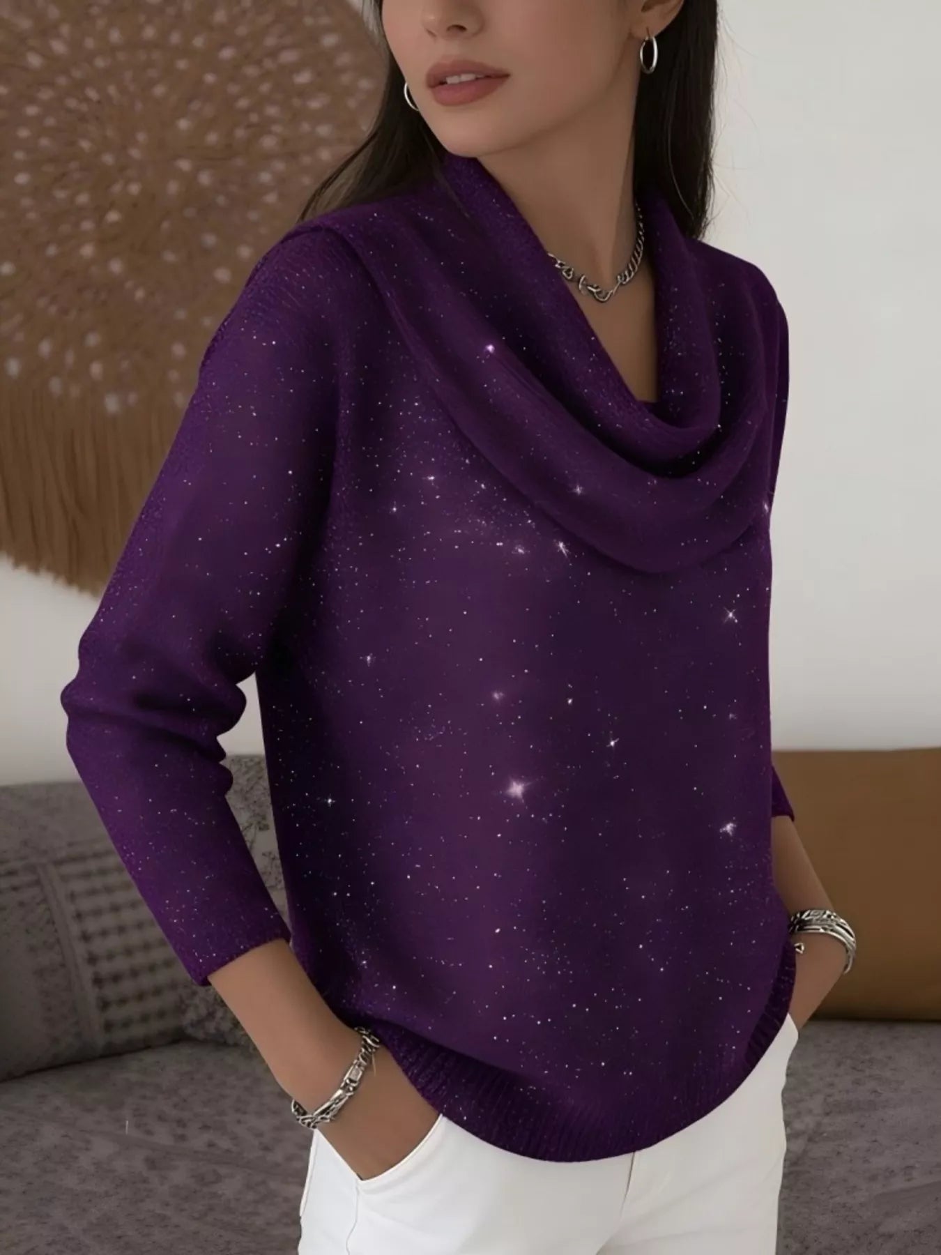 Trendsi Full Size Solid Color Cowl Neck Sweater Plus Size -