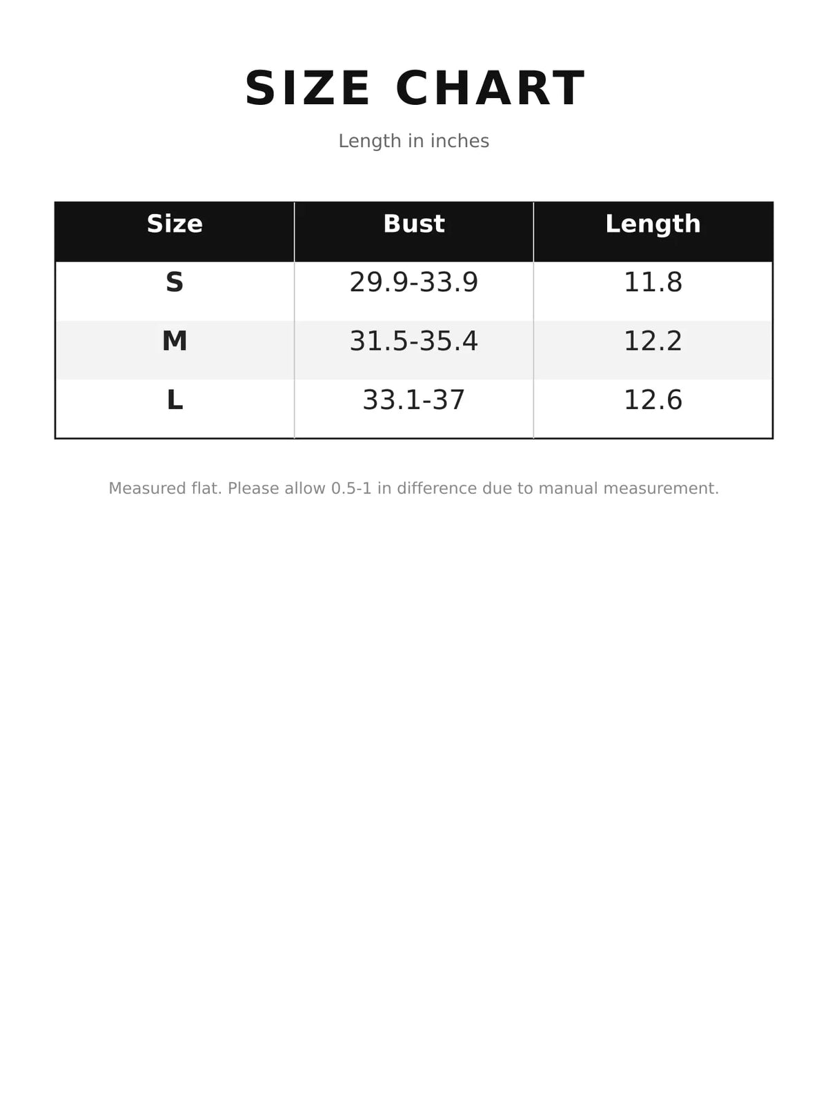 Size chart for sequin halter neck cami
