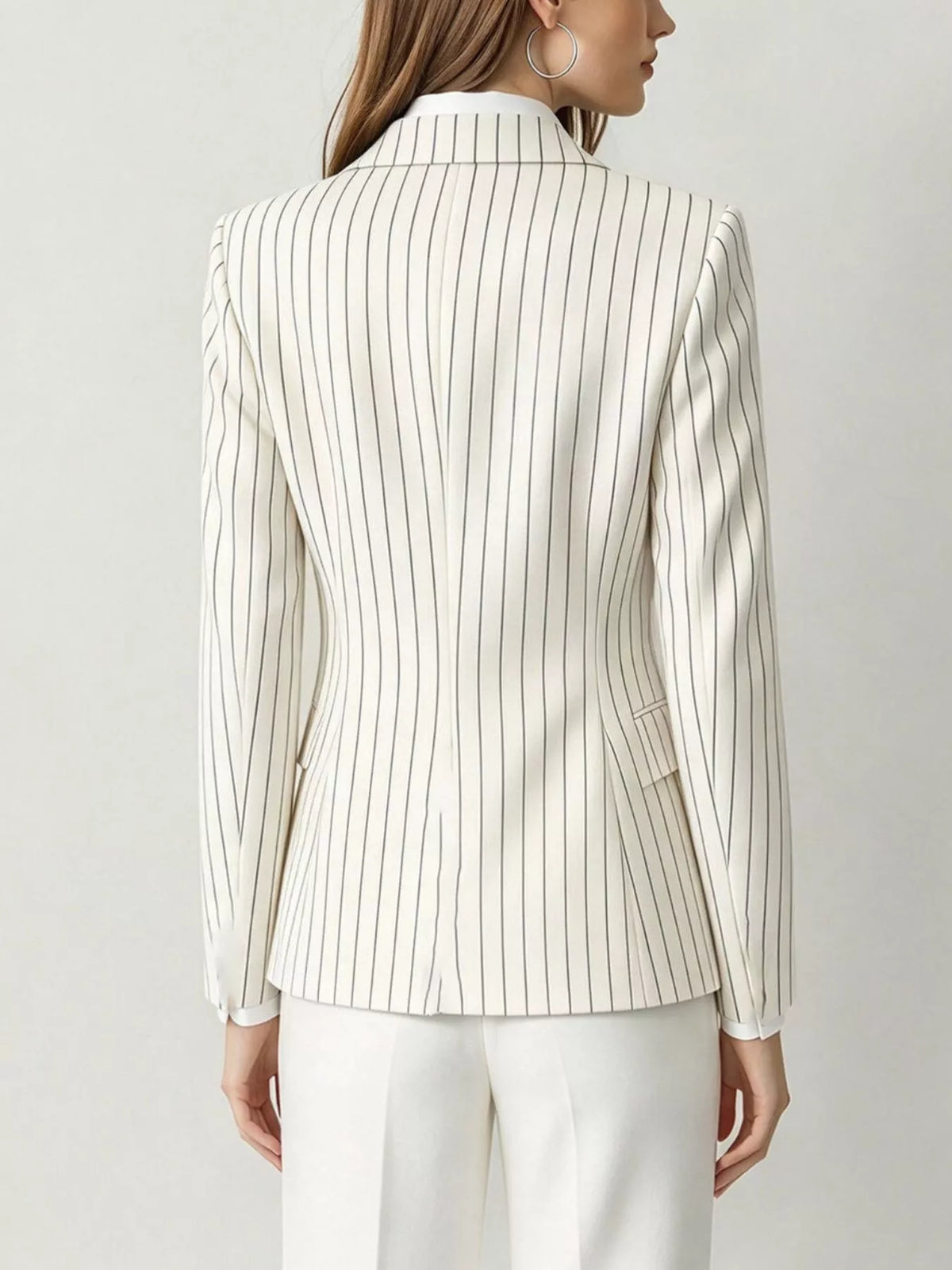 White lapel collar one button blazer, back view