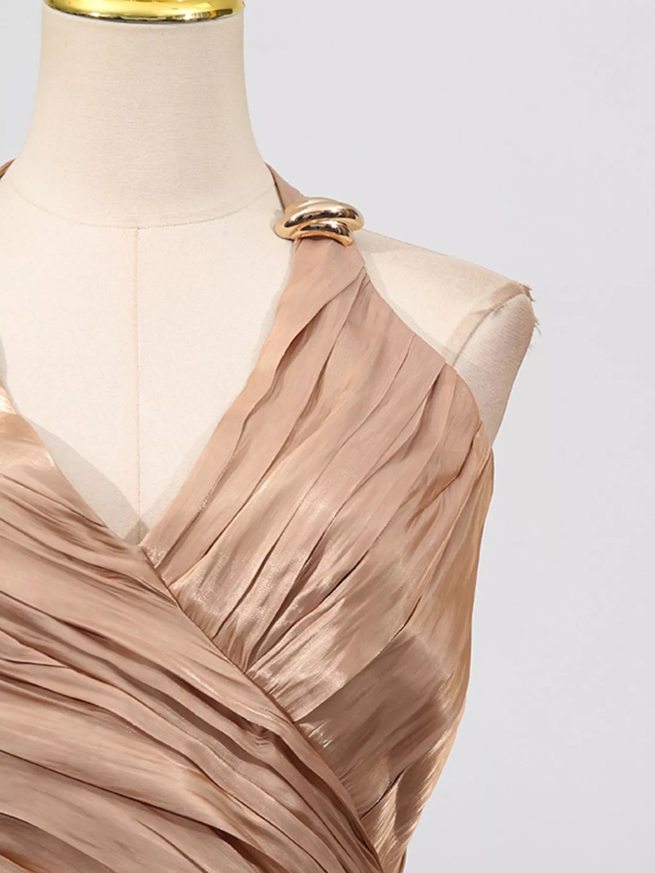 Trendsi Halter Neck Ruched Maxi Dress -