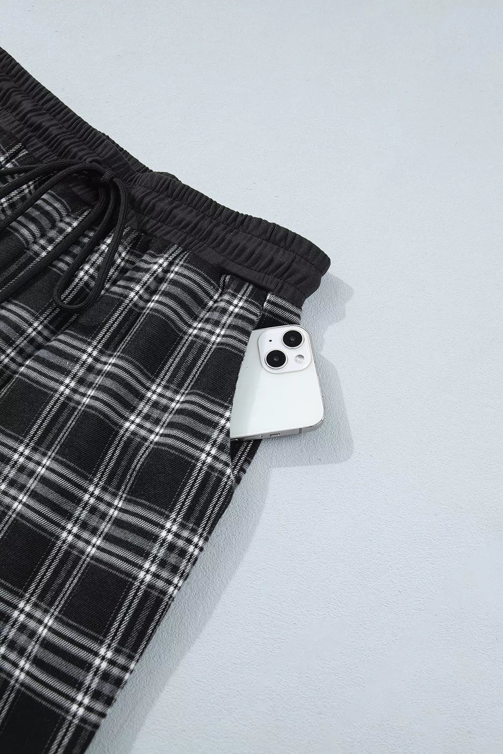 Trendsi Plaid Wide-Leg Drawstring Pants -