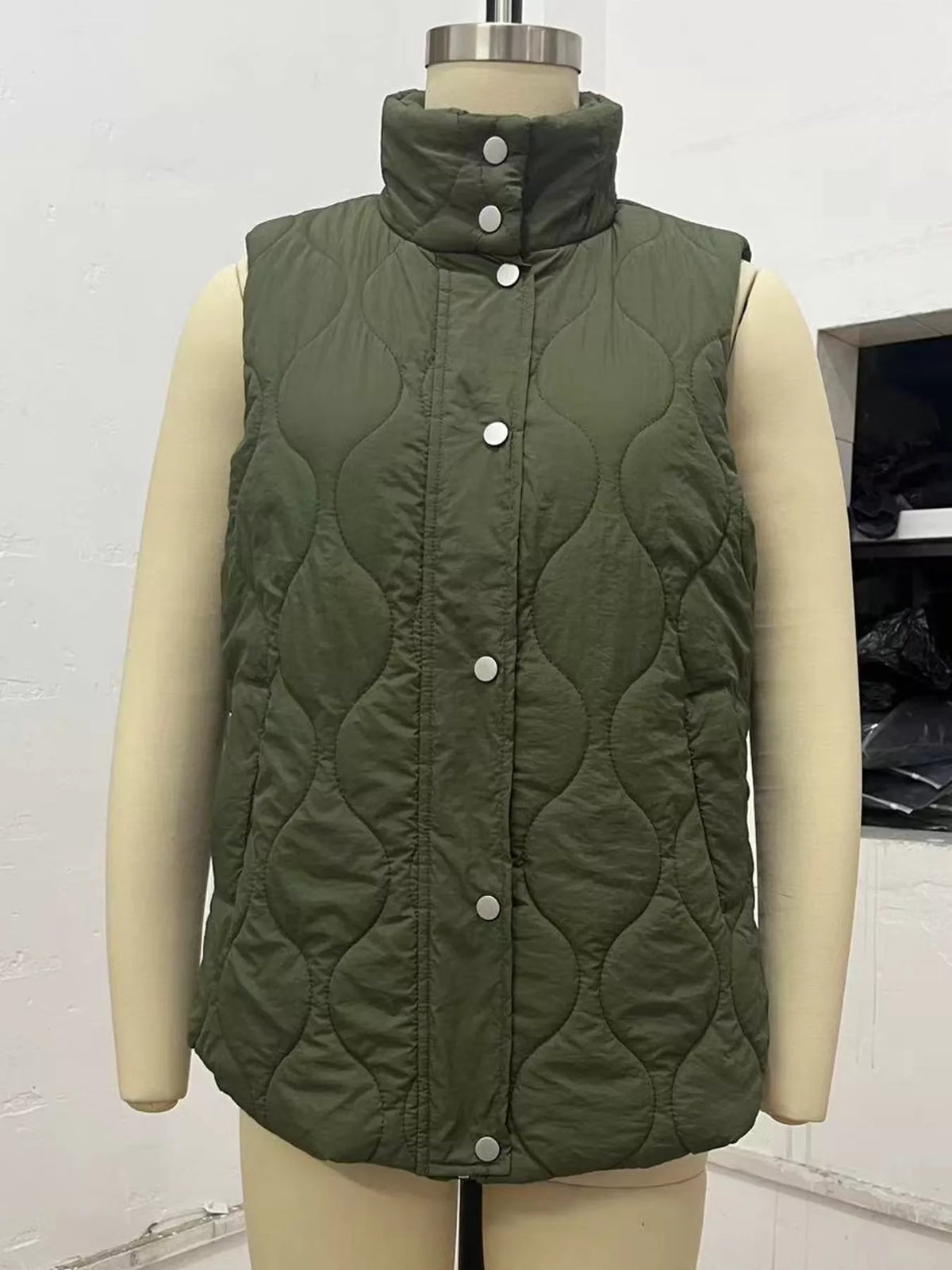Quilted Snap-Front Vest — garment front