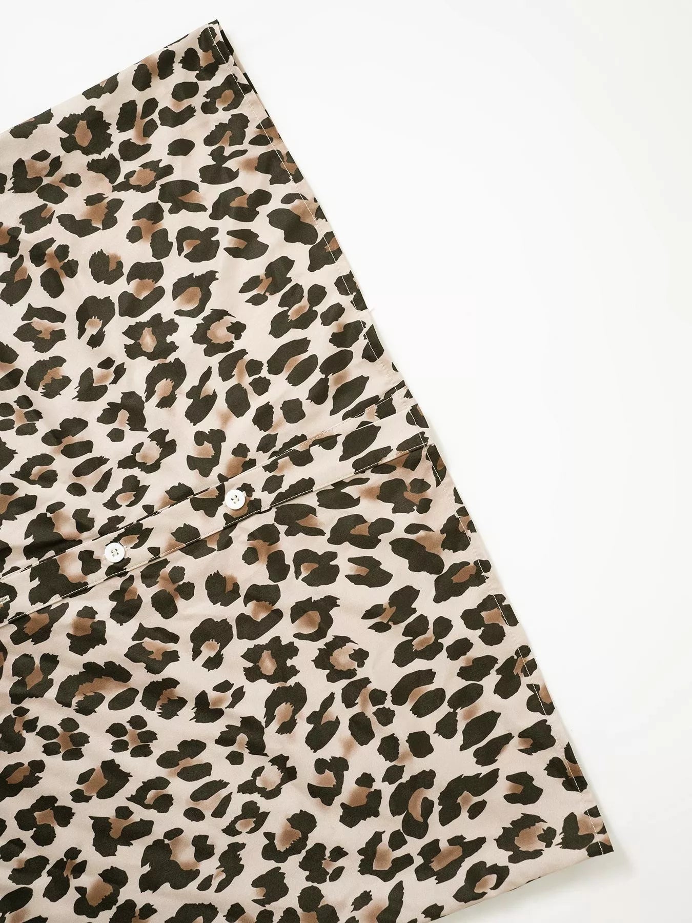 Trendsi Leopard Print Button-Down Long Sleeve Shirt -