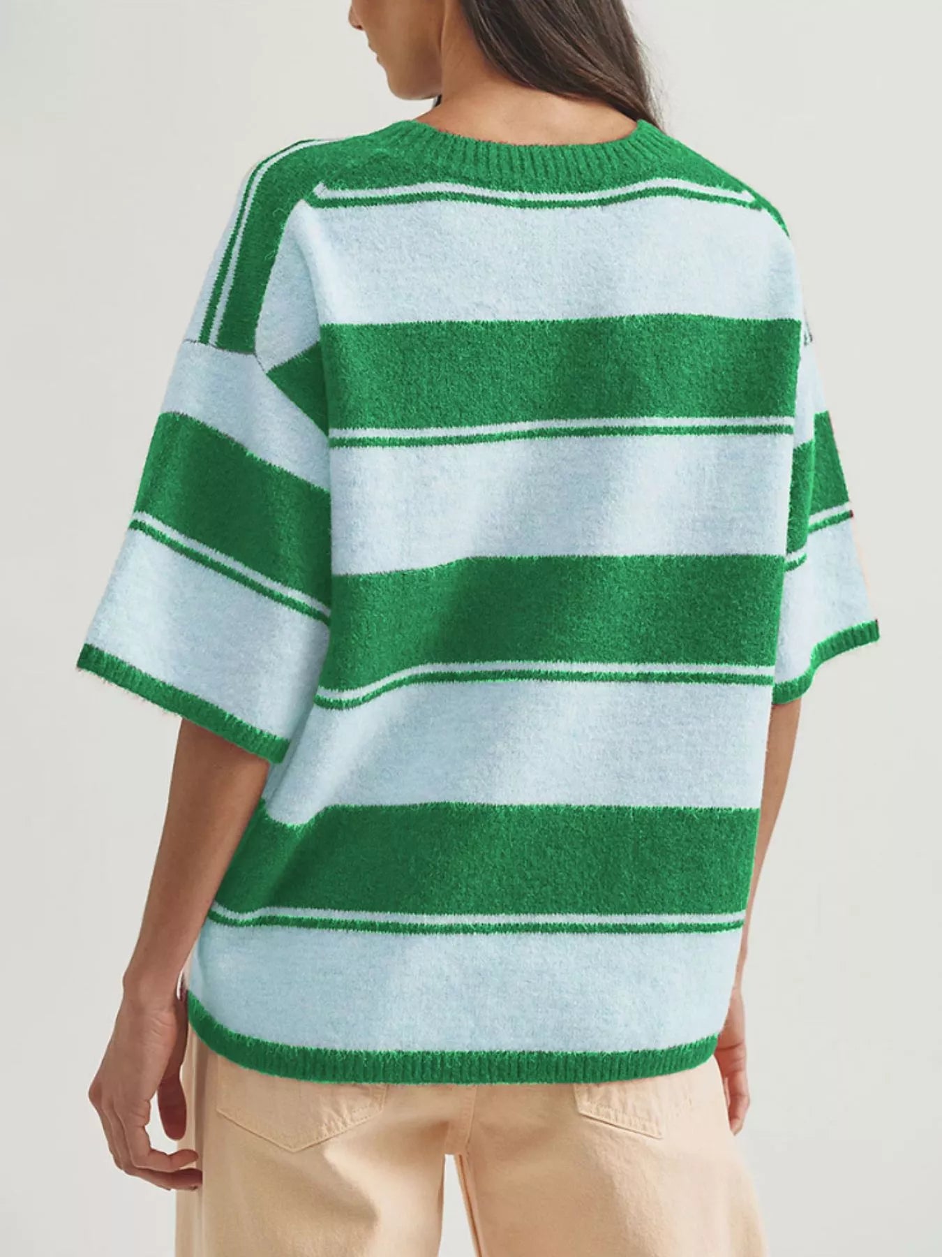 Trendsi Striped Half Sleeve Sweater -