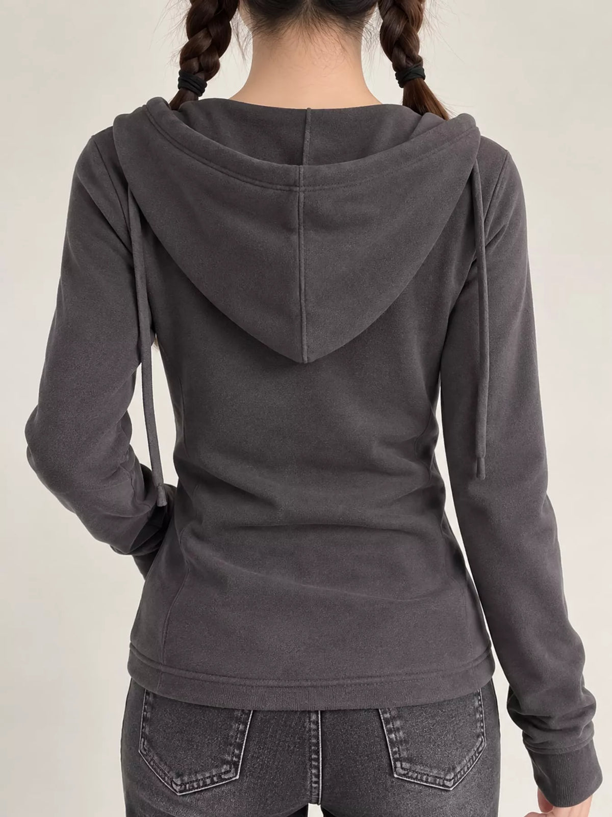 Drawstring hoodie, gray back