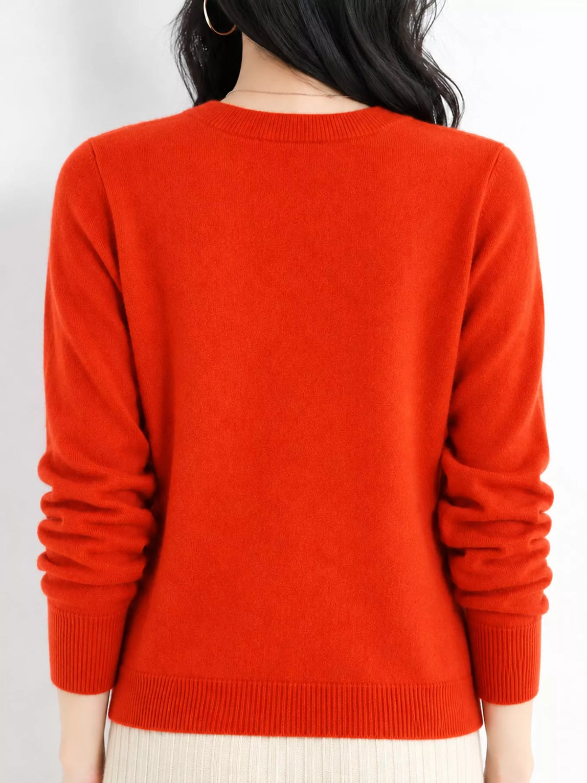 Crew Neck Long Sleeve Sweater — back view