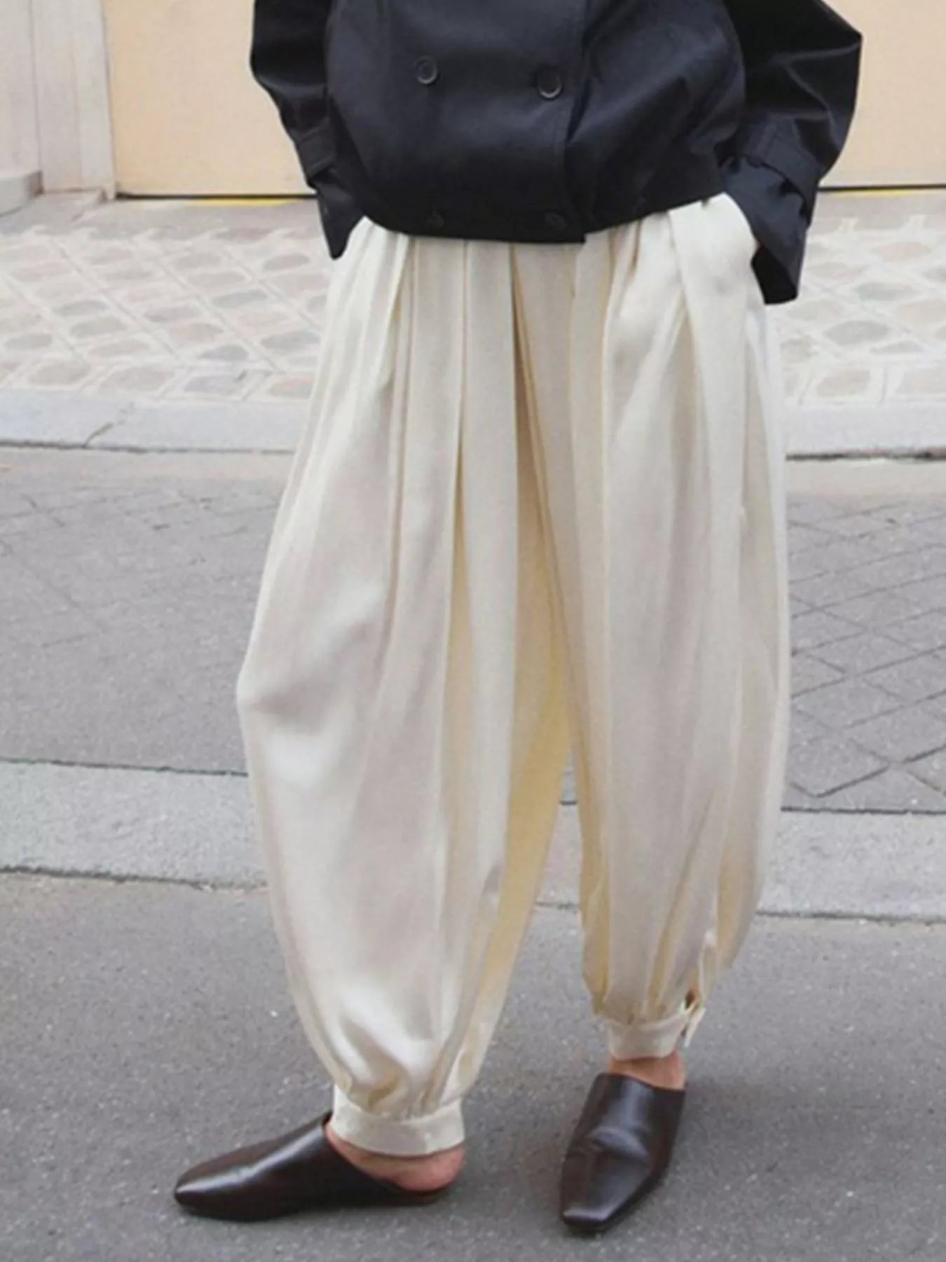 Trendsi High-Waisted Satin Balloon Pants -