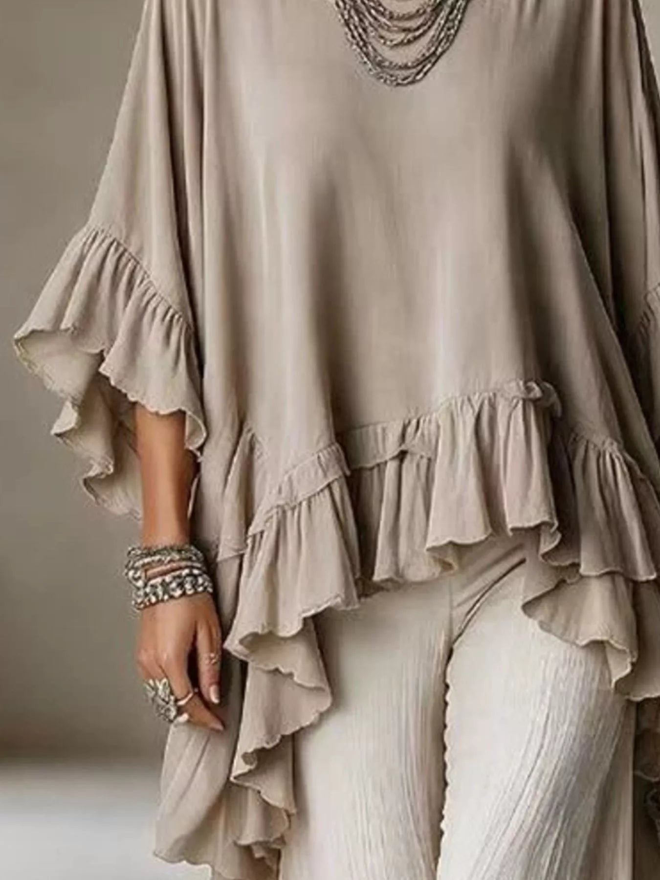 Trendsi Ruffled Hem Loose Fit Top -