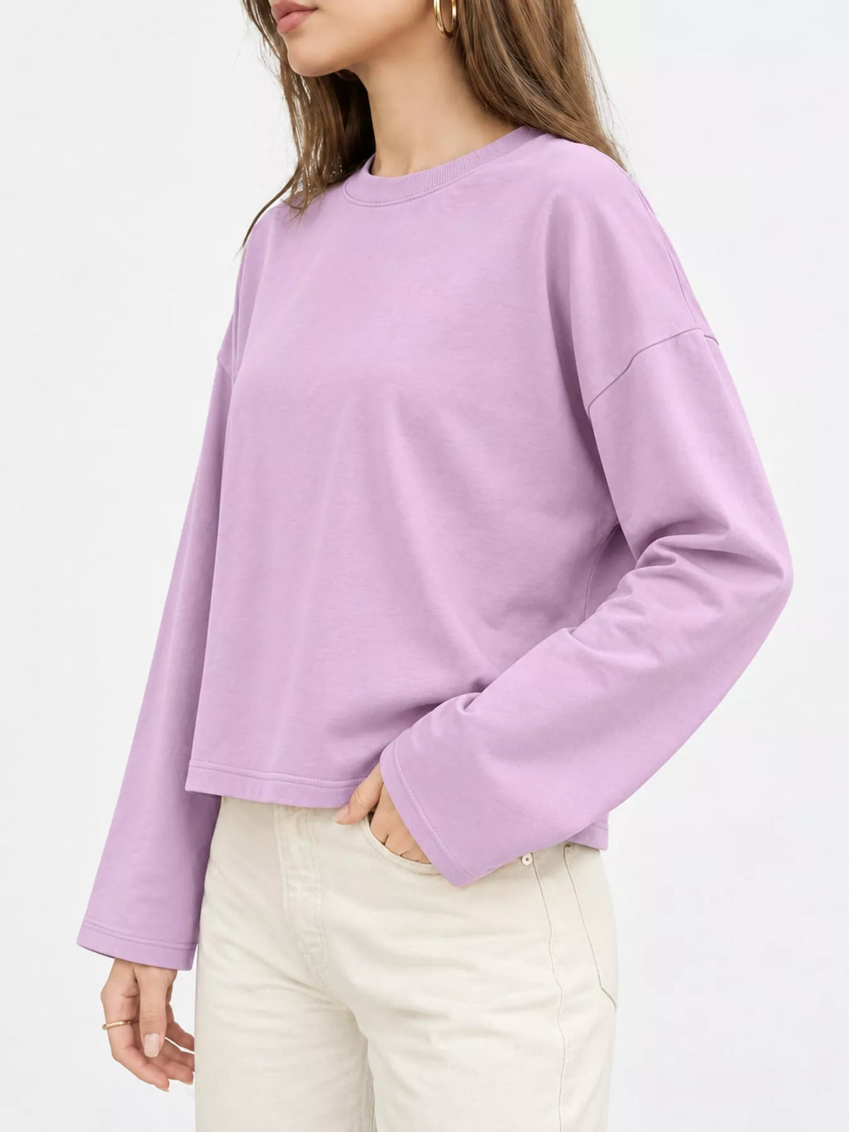 Long Sleeve Crew Neck T-Shirt — side view