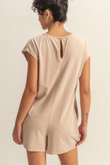 Trendsi Women’s Round Neck Cap Sleeve Romper Relaxed Fit Breezy Cotton - One-Pieces