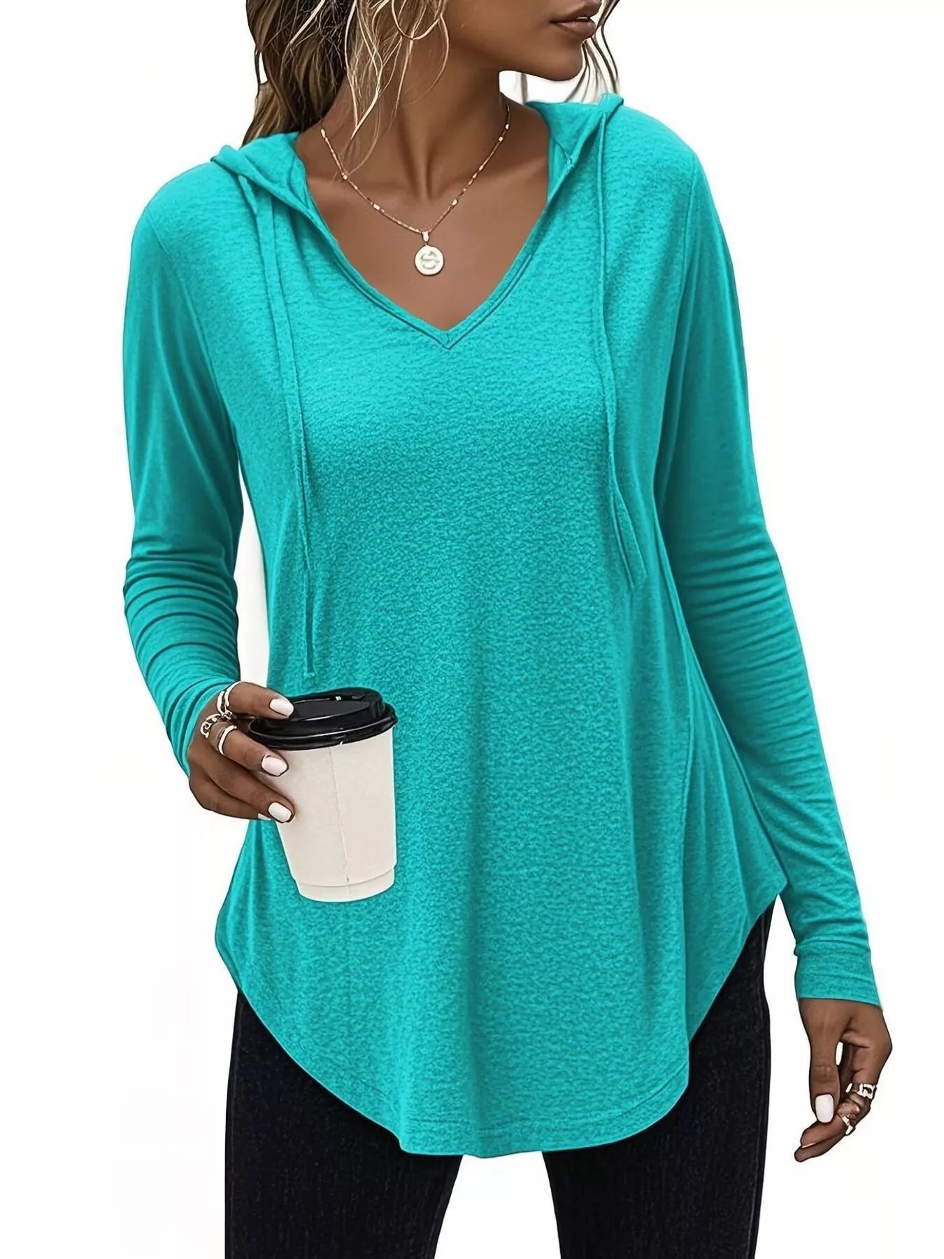 Trendsi Full Size Drawstring Long Sleeve Hooded Top Plus Size -