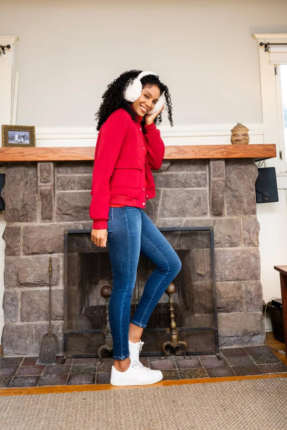 Women's thermal washed denim skinny jeans - product view 3