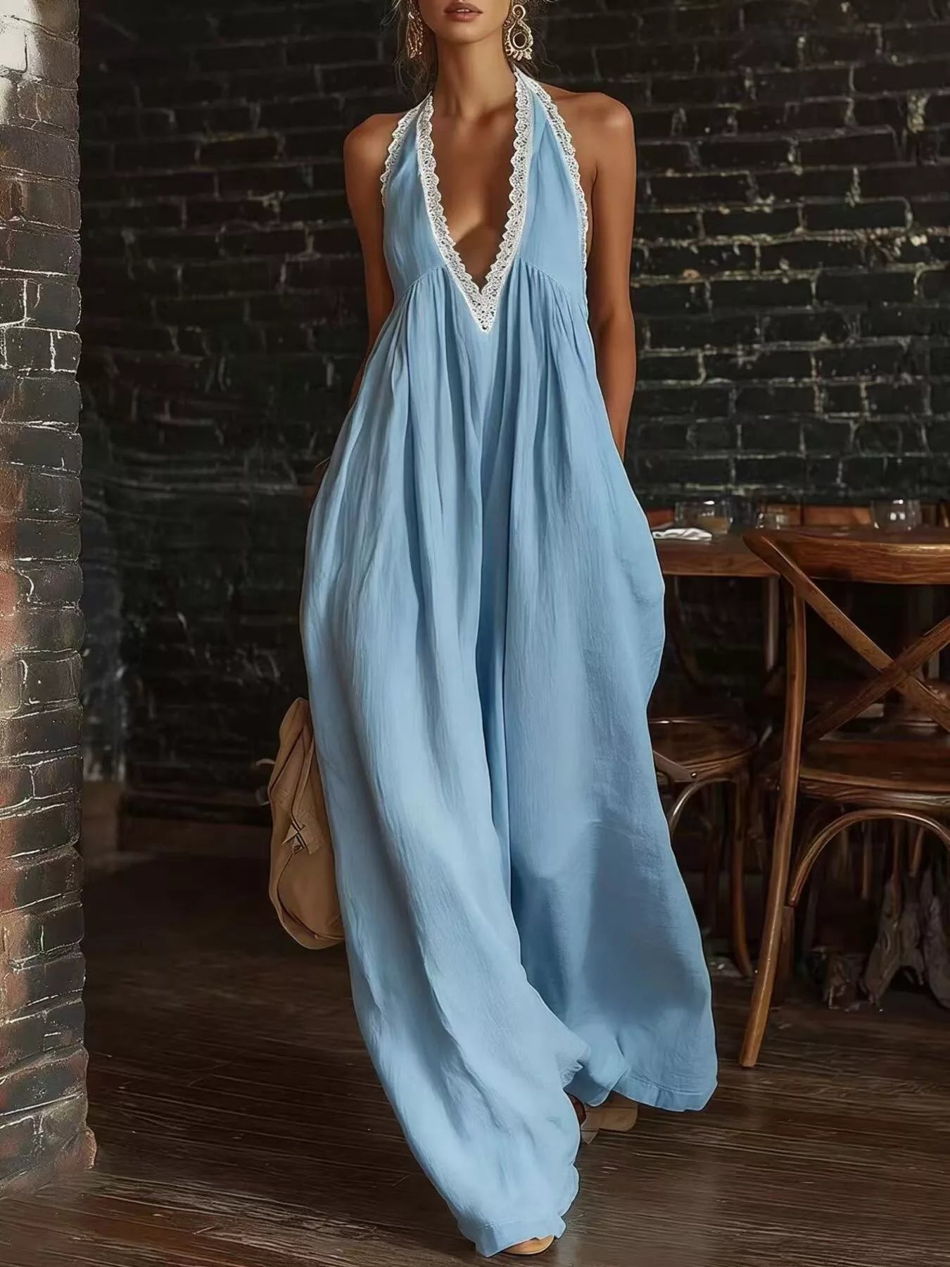 Trendsi Full Size Lace Trim Wide-Leg Jumpsuit Plus Size -