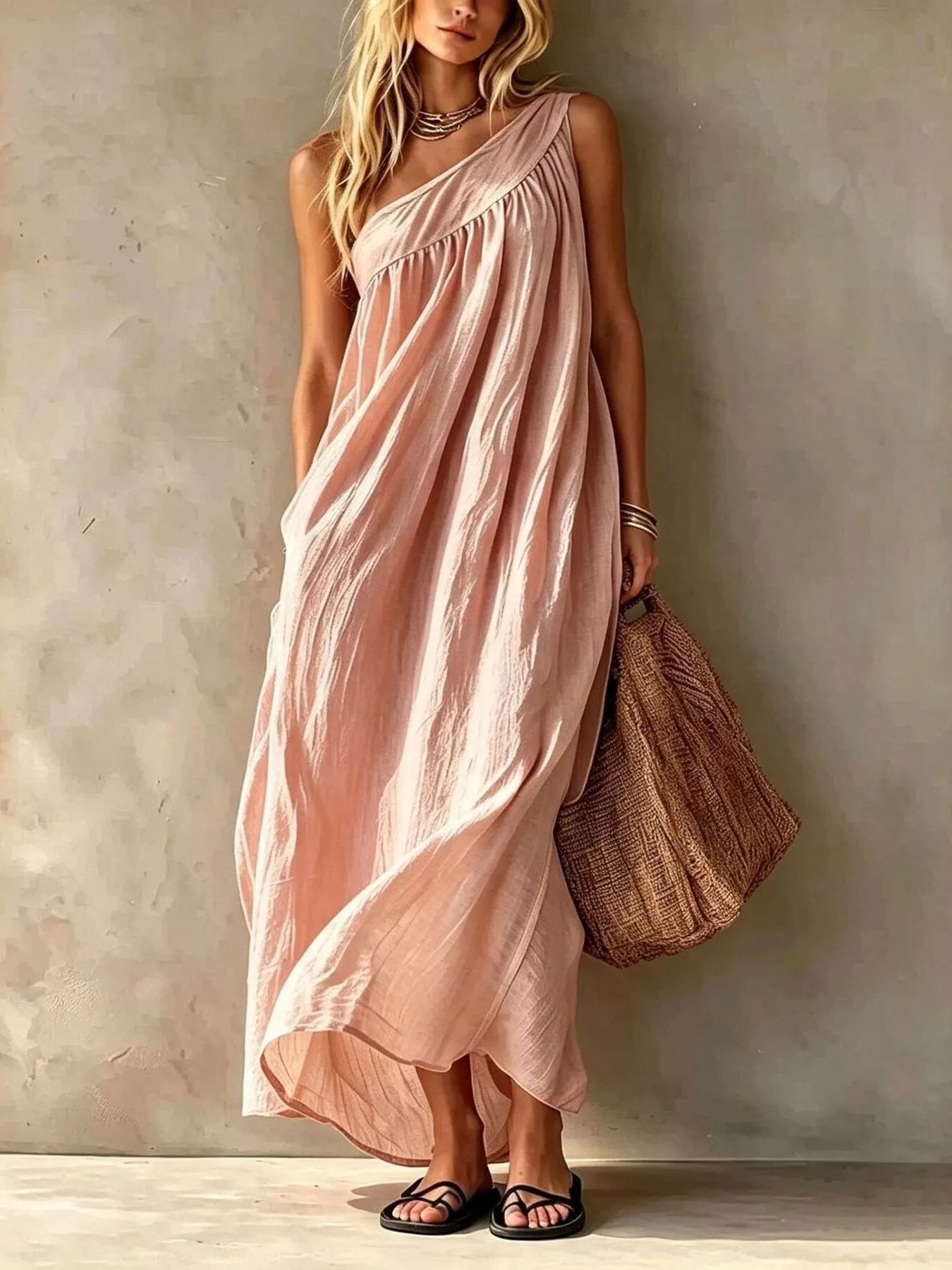 Trendsi Full Size One-Shoulder Maxi Dress Plus Size -