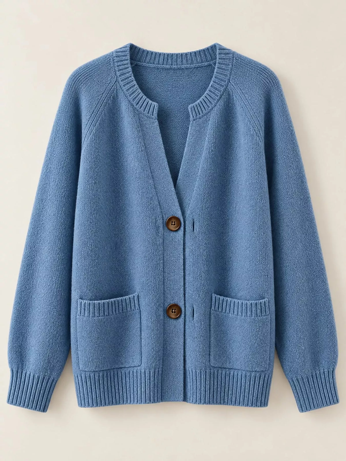 Women's Button-Down Knit Cardigan in blue — flat lay view