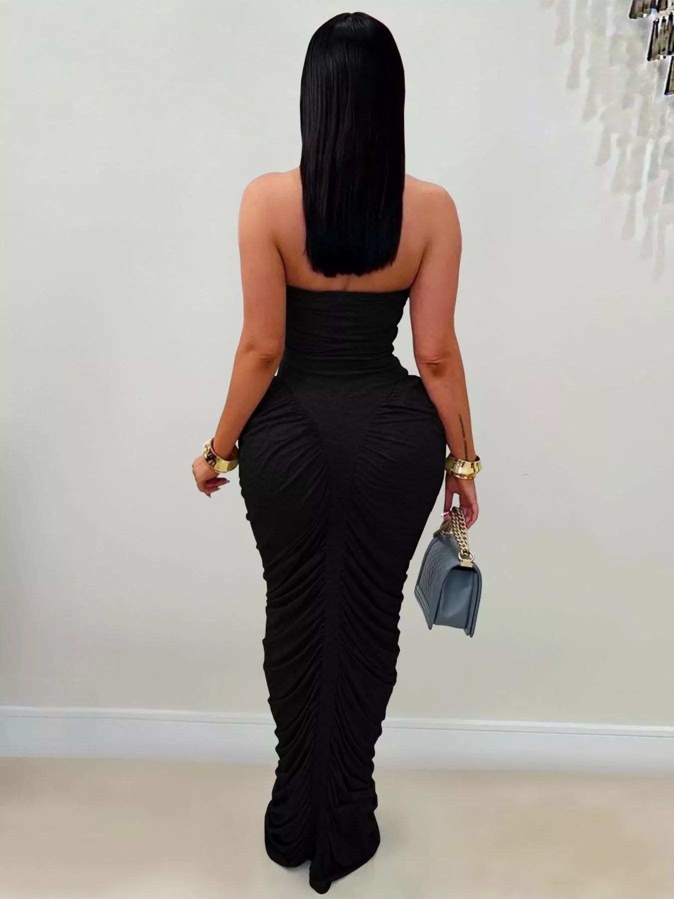 Trendsi Strapless Ruched Bodycon Maxi Dress -