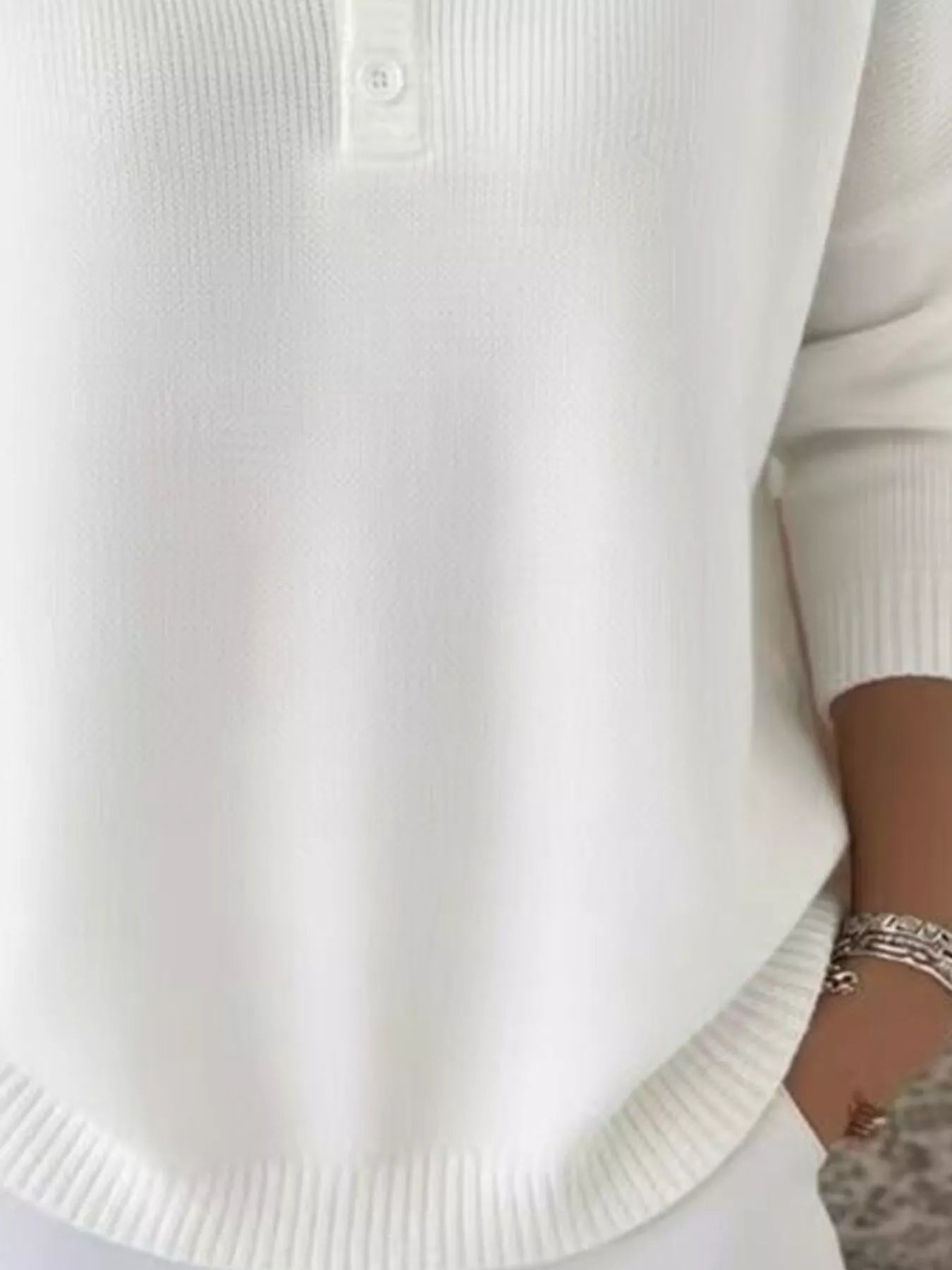 Trendsi Full Size Button Detail Ribbed Knit Sweater Plus Size -